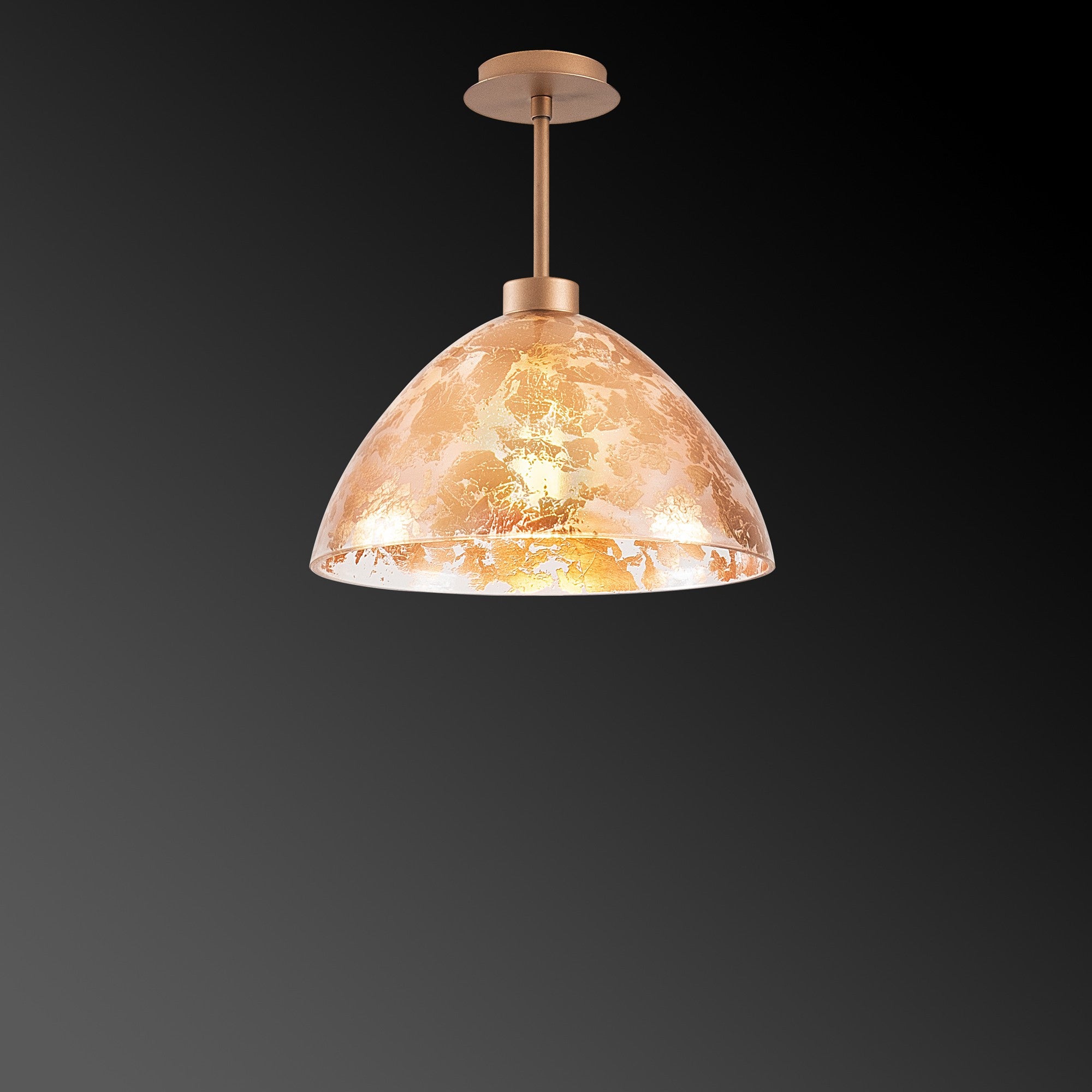 Candeeiro de Teto Barroco Elegante, Acabamento em Cobre, 34 cm de Diâmetro, 37 cm de Altura | Corpo em Metal, Tampa de Vidro, Soquete E27, Máx. 40 W | Iluminação Glamourosa para Decoração de Casa