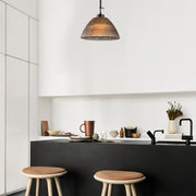 Candeeiro de Teto Industrial Nostalgia, Preto e Dourado, 30 cm de Diâmetro, 85 cm de Altura | Corpo em Metal, Soquete E27, Design Elegante para Espaços Modernos