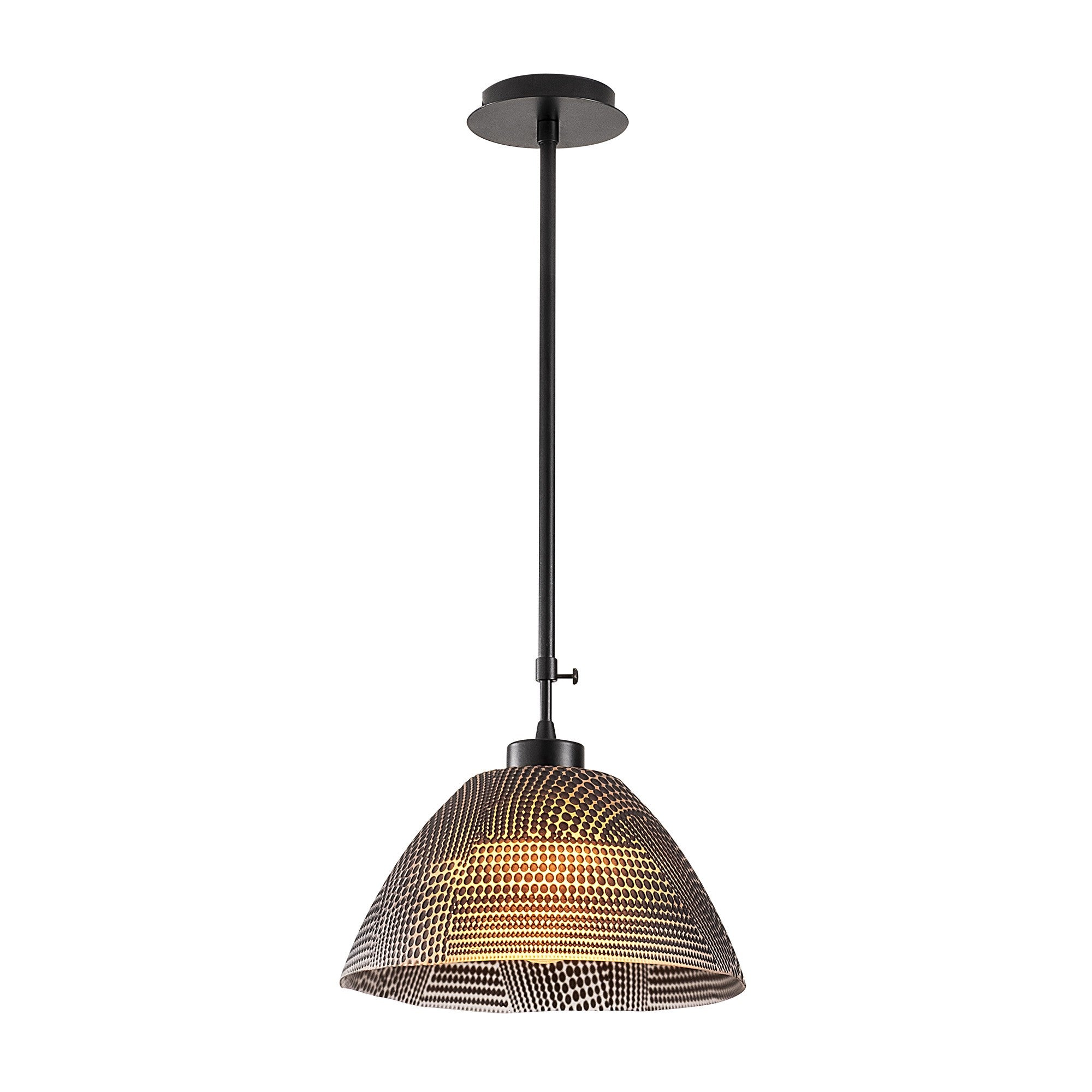 Candeeiro de Teto Industrial Nostalgia, Preto e Dourado, 30 cm de Diâmetro, 85 cm de Altura | Corpo em Metal, Soquete E27, Design Elegante para Espaços Modernos