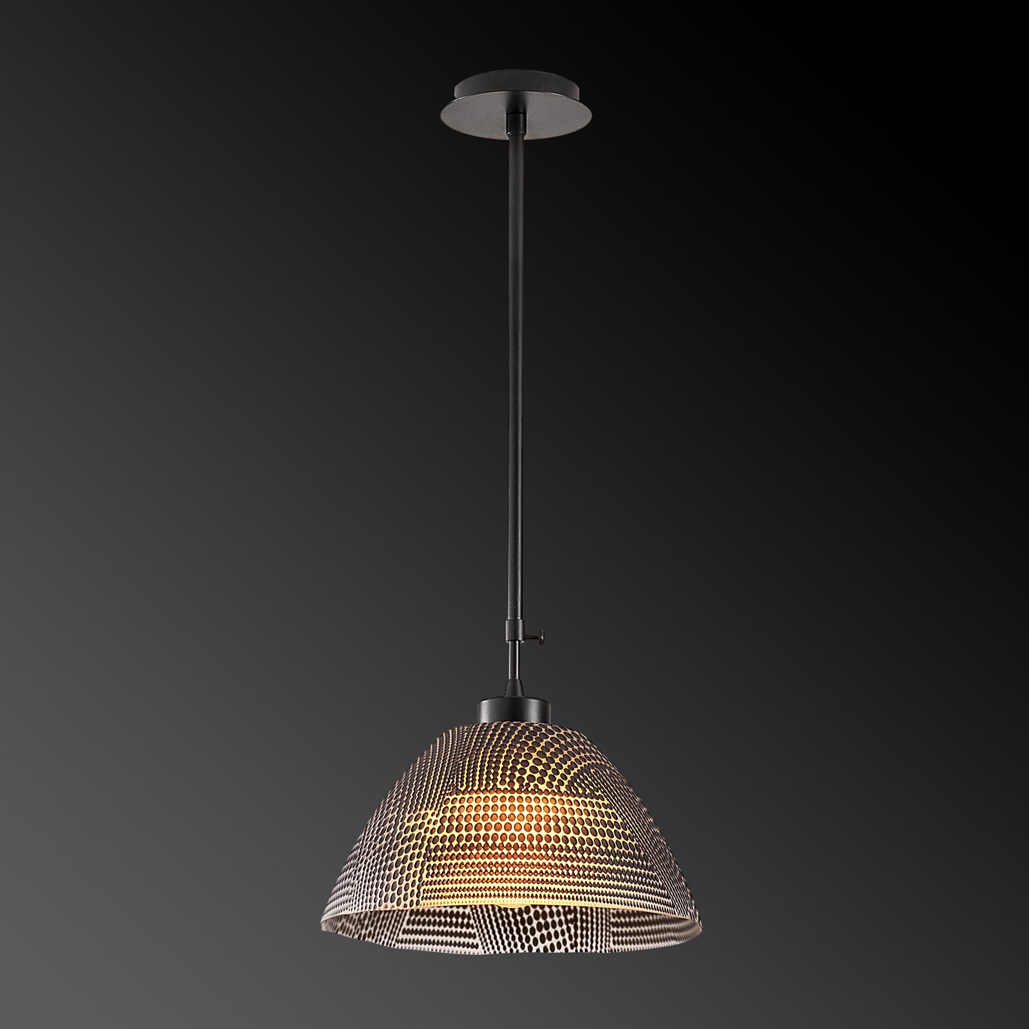 Candeeiro de Teto Industrial Nostalgia, Preto e Dourado, 30 cm de Diâmetro, 85 cm de Altura | Corpo em Metal, Soquete E27, Design Elegante para Espaços Modernos