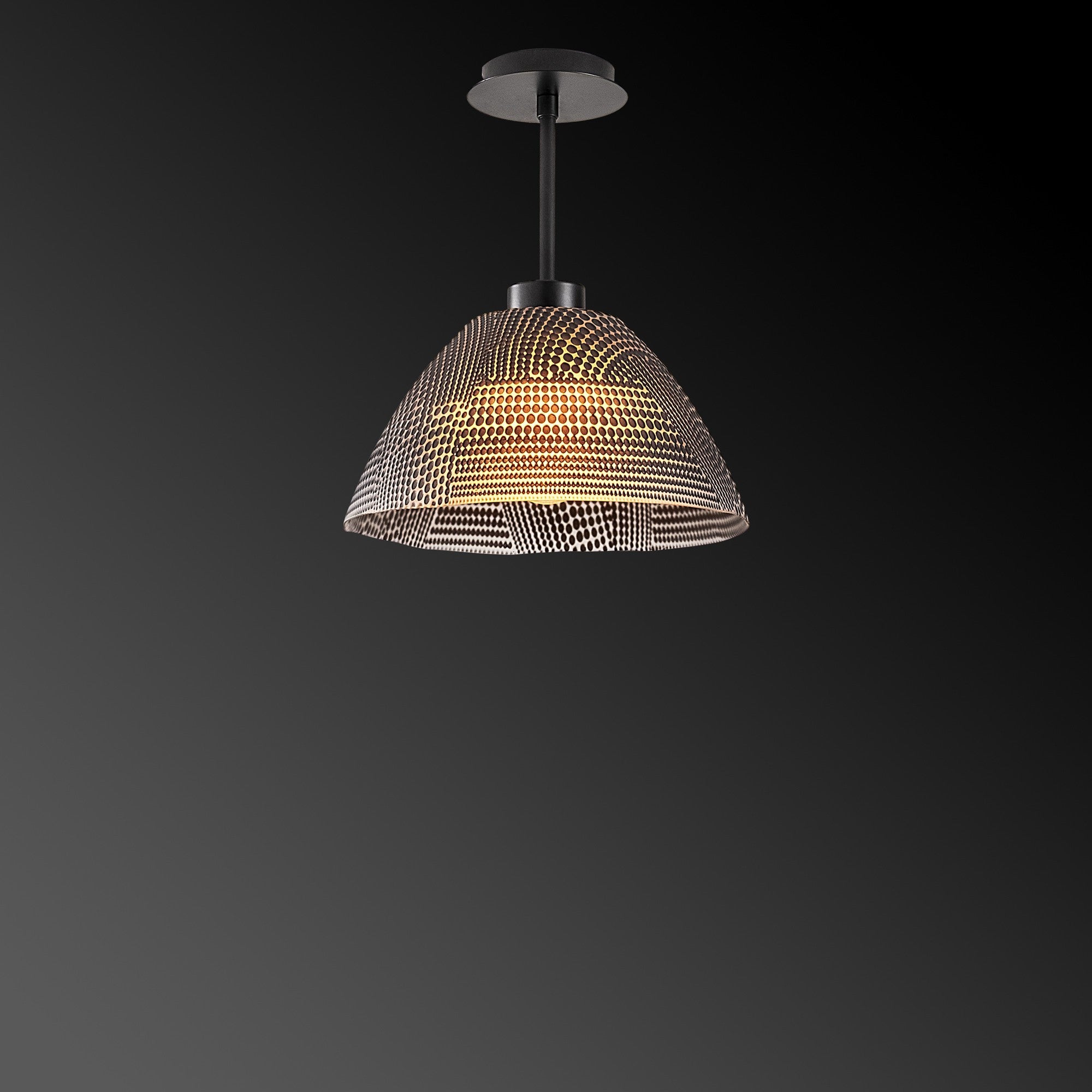 Candeeiro de Teto Elegante do Sudoeste, Corpo em Metal Preto, 30 cm de Diâmetro, 32 cm de Altura | Soquete E27, IP20 | Perfeito para Decoração e Ambiente Moderno