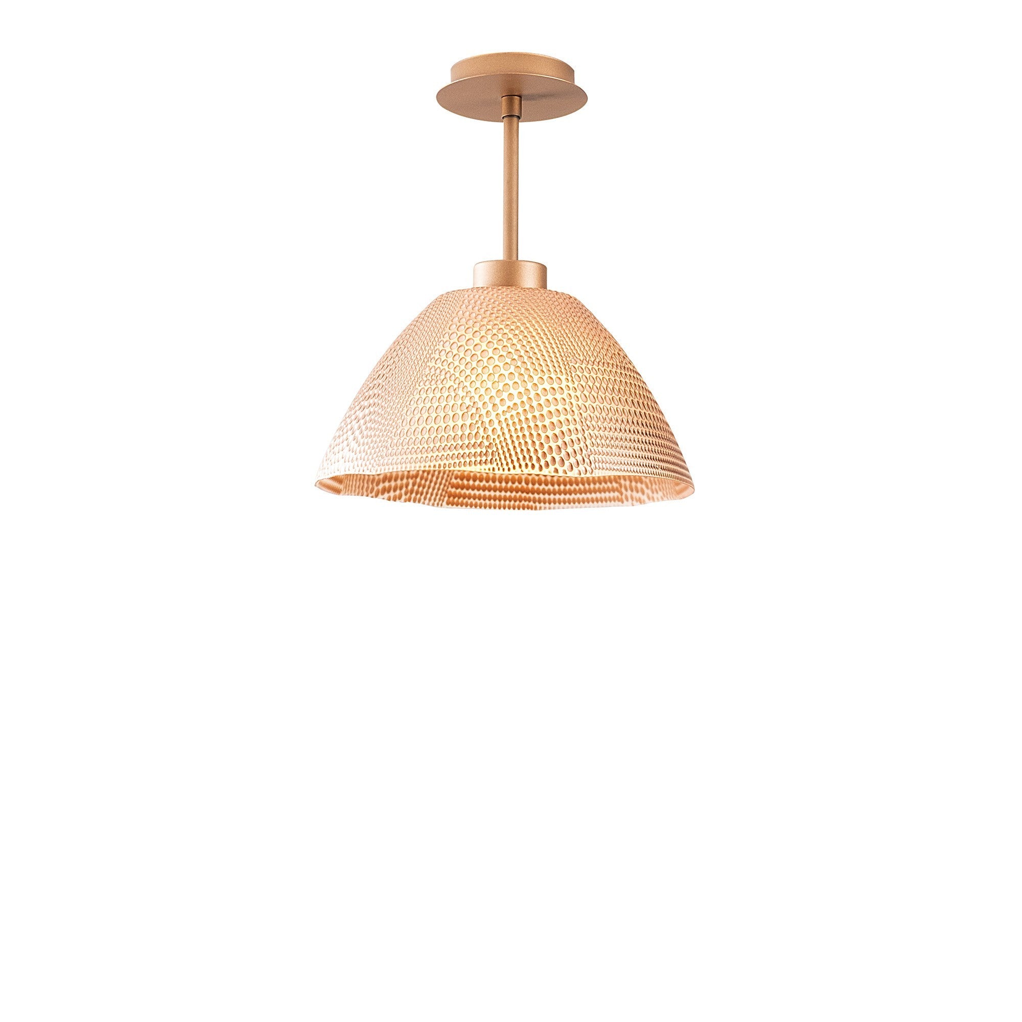 Candeeiro de Teto Elegante de Cobre, 30 cm de Diâmetro, 32 cm de Altura | Corpo de Metal com Tampa de Vidro, Soquete E27, Design Glamouroso e Nostálgico para Espaços Modernos