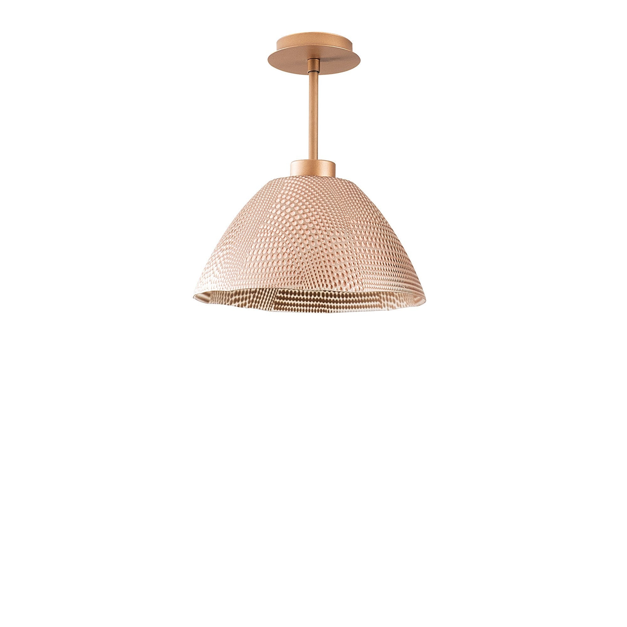 Candeeiro de Teto Elegante de Cobre, 30 cm de Diâmetro, 32 cm de Altura | Corpo de Metal com Tampa de Vidro, Soquete E27, Design Glamouroso e Nostálgico para Espaços Modernos