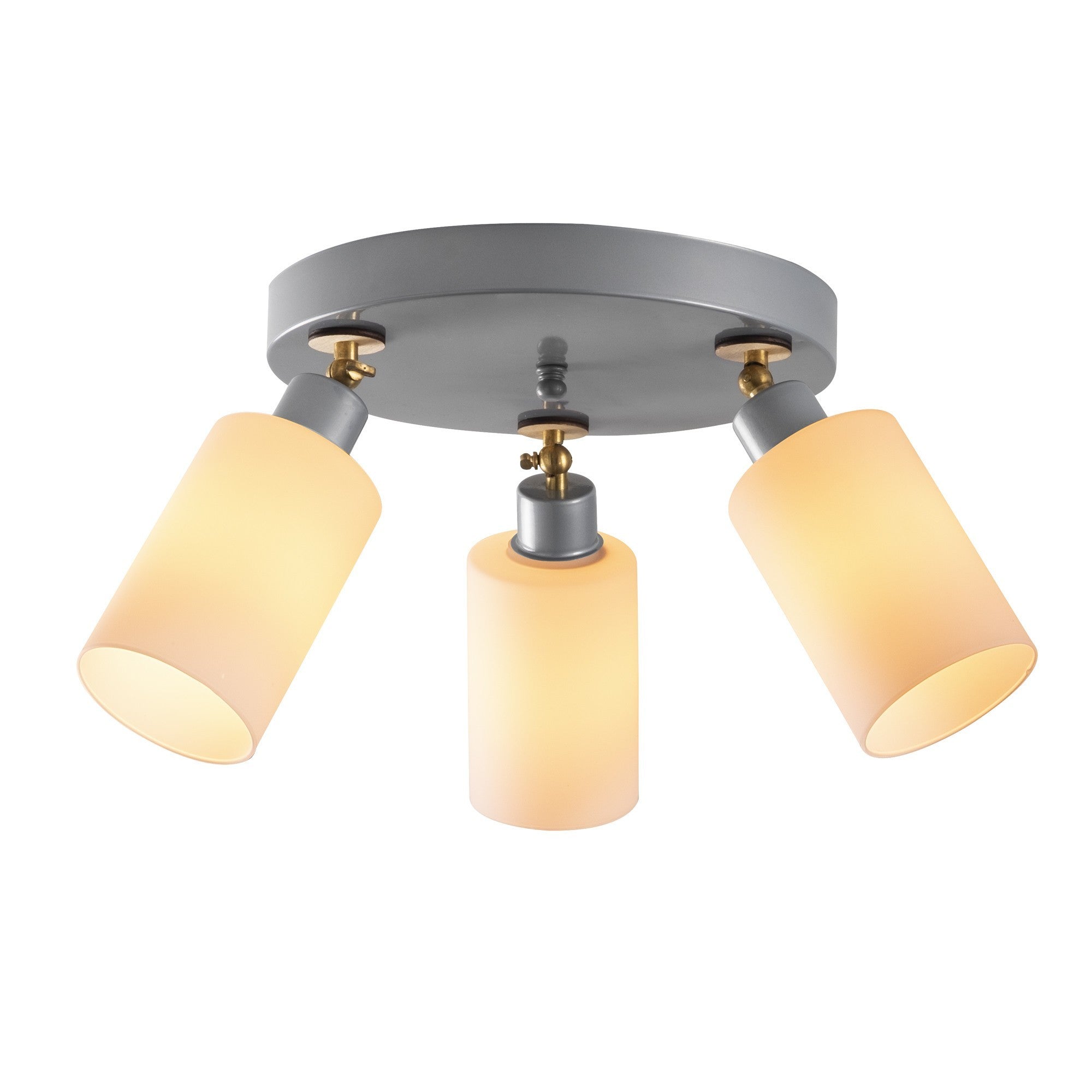 Candeeiro de Teto Escandinavo Elegante, Acabamento Prateado, 50 cm de Diâmetro | Corpo em MDF, Tampa de Vidro, 3 x E27 máx. 40 W | Iluminação Elegante para Espaços Modernos