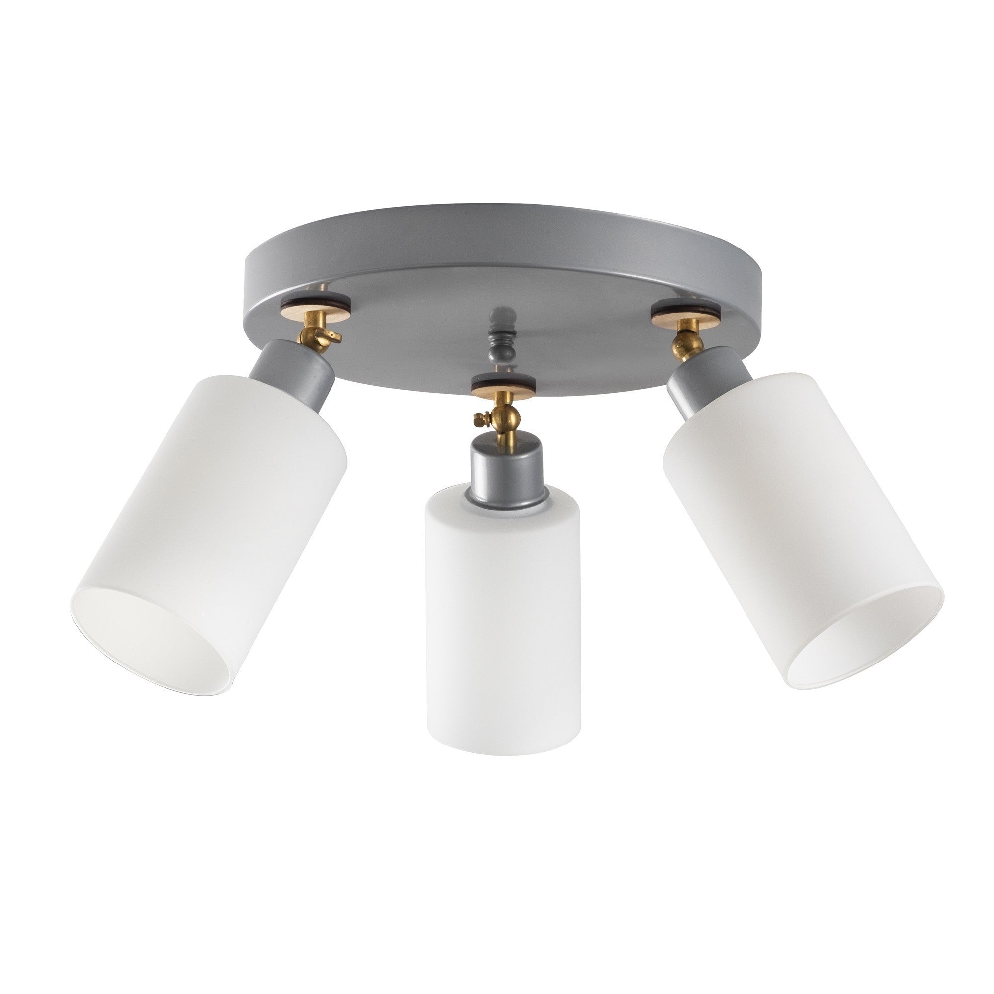 Candeeiro de Teto Escandinavo Elegante, Acabamento Prateado, 50 cm de Diâmetro | Corpo em MDF, Tampa de Vidro, 3 x E27 máx. 40 W | Iluminação Elegante para Espaços Modernos