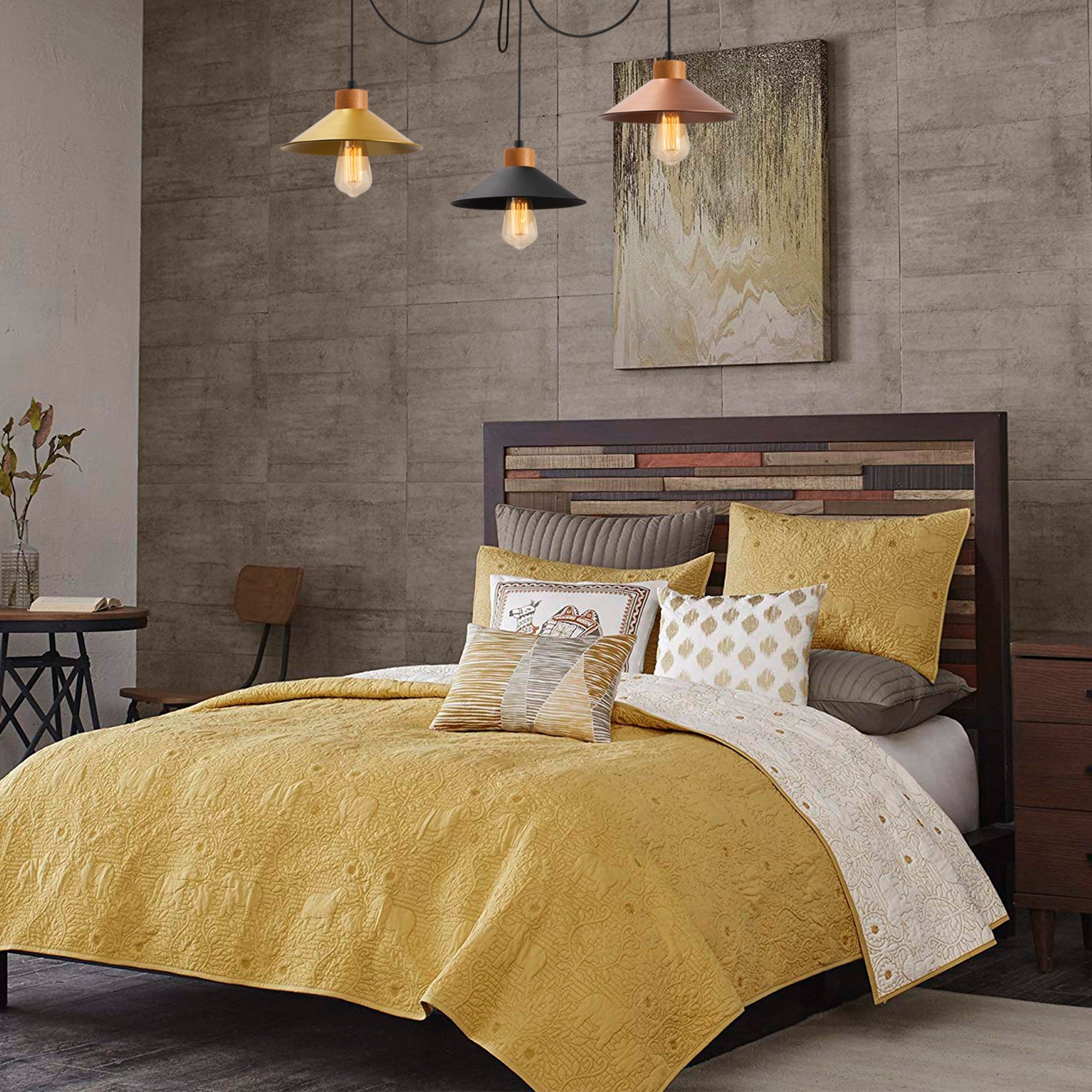 Candeeiro de Teto Escandinavo com Corpo de Metal e Base de Madeira, 114 x 24 cm, Altura Ajustável, 3 Soquetes E27, Design Elegante para Espaços Modernos