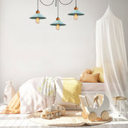 Candeeiro de Teto moderno turquesa, corpo de metal com base de madeira, 114 x 24 cm | Altura ajustável, 3 soquetes E27, design elegante para decoração de casa