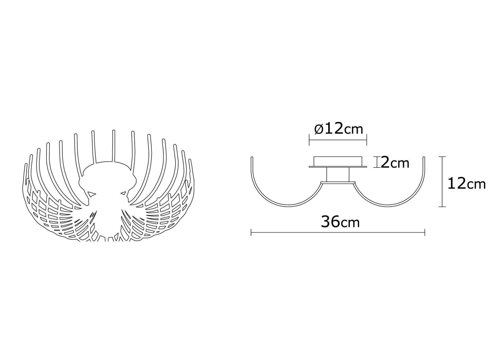 Candeeiro de Teto – 36 cm de diâmetro – preto – metal