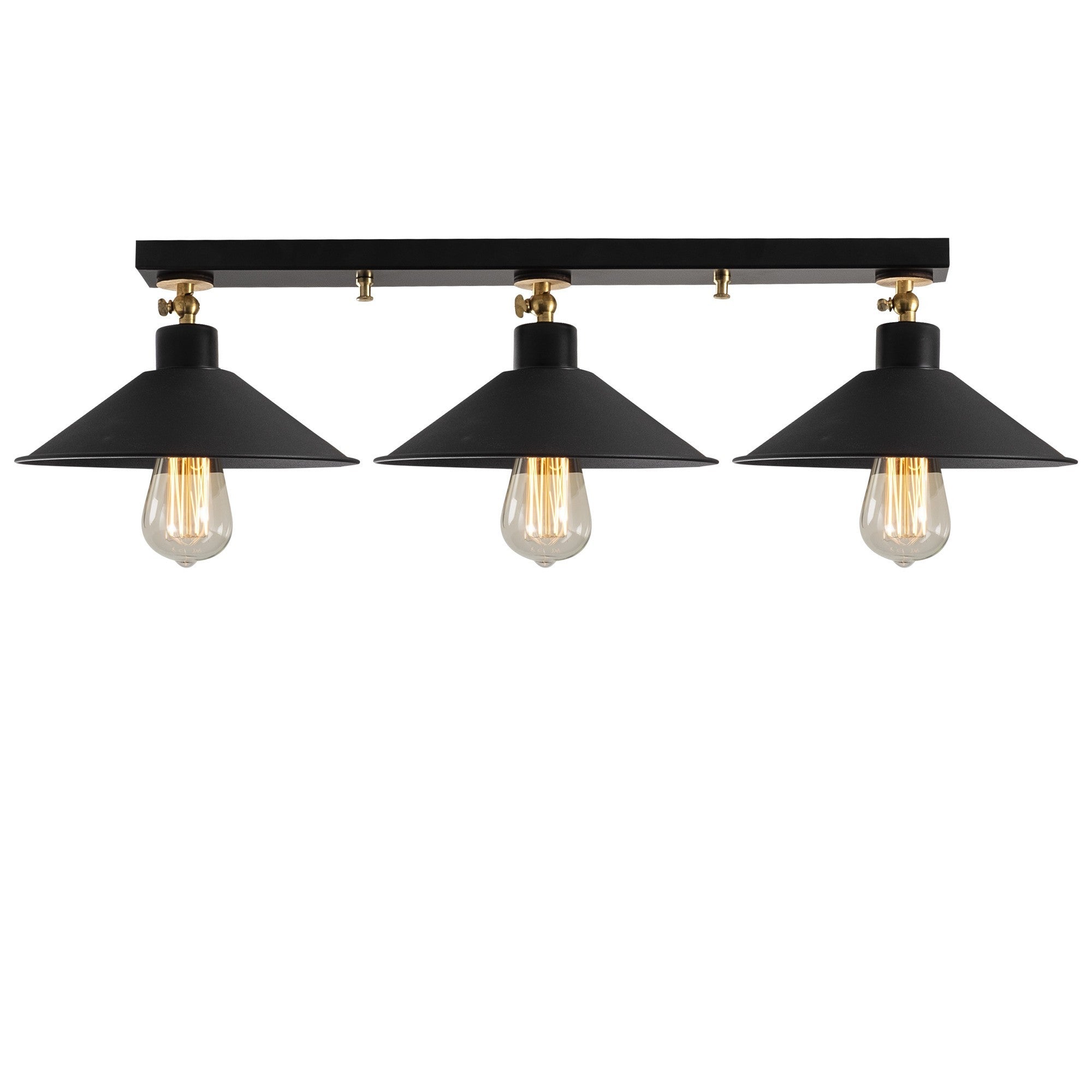Candeeiro de Teto Industrial Moderno, Corpo em Metal Preto, 80 cm de Diâmetro, 17 cm de Altura | 3 x E27 Máx. 40 W | Iluminação Elegante para Decoração Escandinava