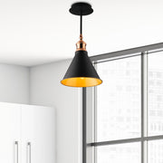 Candeeiro de Teto Preto Moderno, 20 cm de Diâmetro, 40 cm de Altura | Corpo em Metal, Soquete E27, IP20 | Design Industrial e Escandinavo Elegante para Decoração de Casa