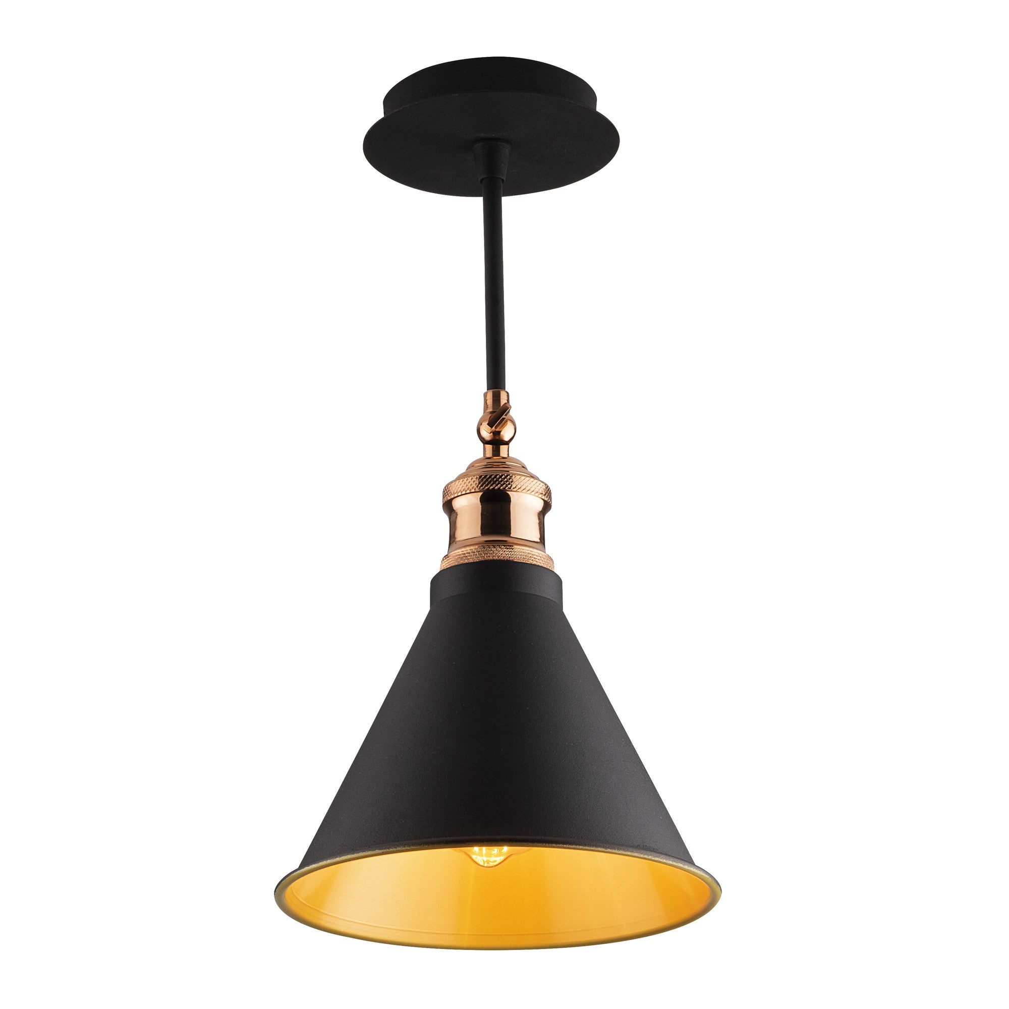 Candeeiro de Teto Preto Moderno, 20 cm de Diâmetro, 40 cm de Altura | Corpo em Metal, Soquete E27, IP20 | Design Industrial e Escandinavo Elegante para Decoração de Casa