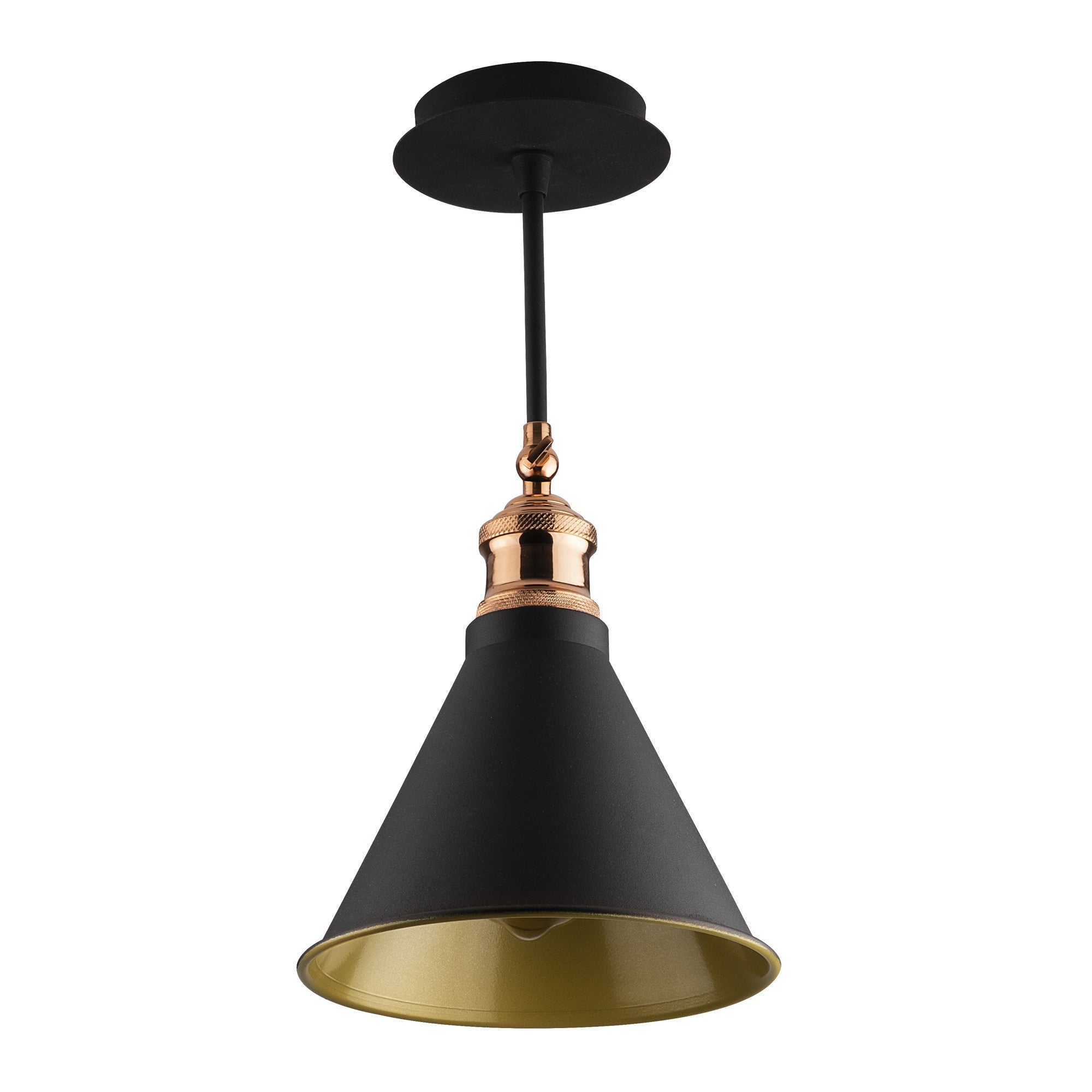 Candeeiro de Teto Preto Moderno, 20 cm de Diâmetro, 40 cm de Altura | Corpo em Metal, Soquete E27, IP20 | Design Industrial e Escandinavo Elegante para Decoração de Casa