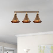 Candeeiro de Teto Industrial Vintage, Corpo em Metal, 72 x 20 cm, Altura 26 cm | 3 x E27 Máx. 40 W | Design Marrom Elegante para Espaços Modernos e Escandinavos