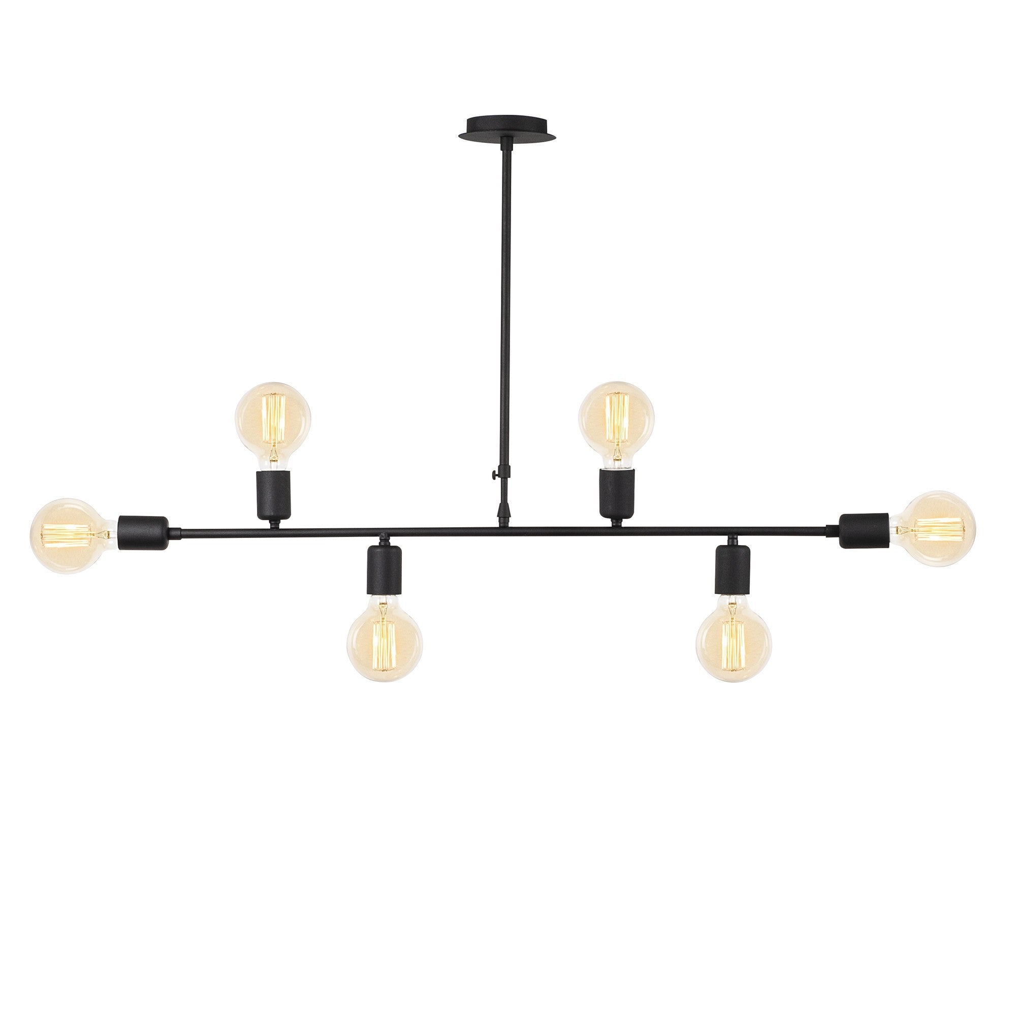 Candeeiro de Teto Industrial Preto, 94 cm de diâmetro, 61 cm de altura | Corpo de metal, 6 soquetes E27, design moderno | Perfeito para iluminação residencial e comercial