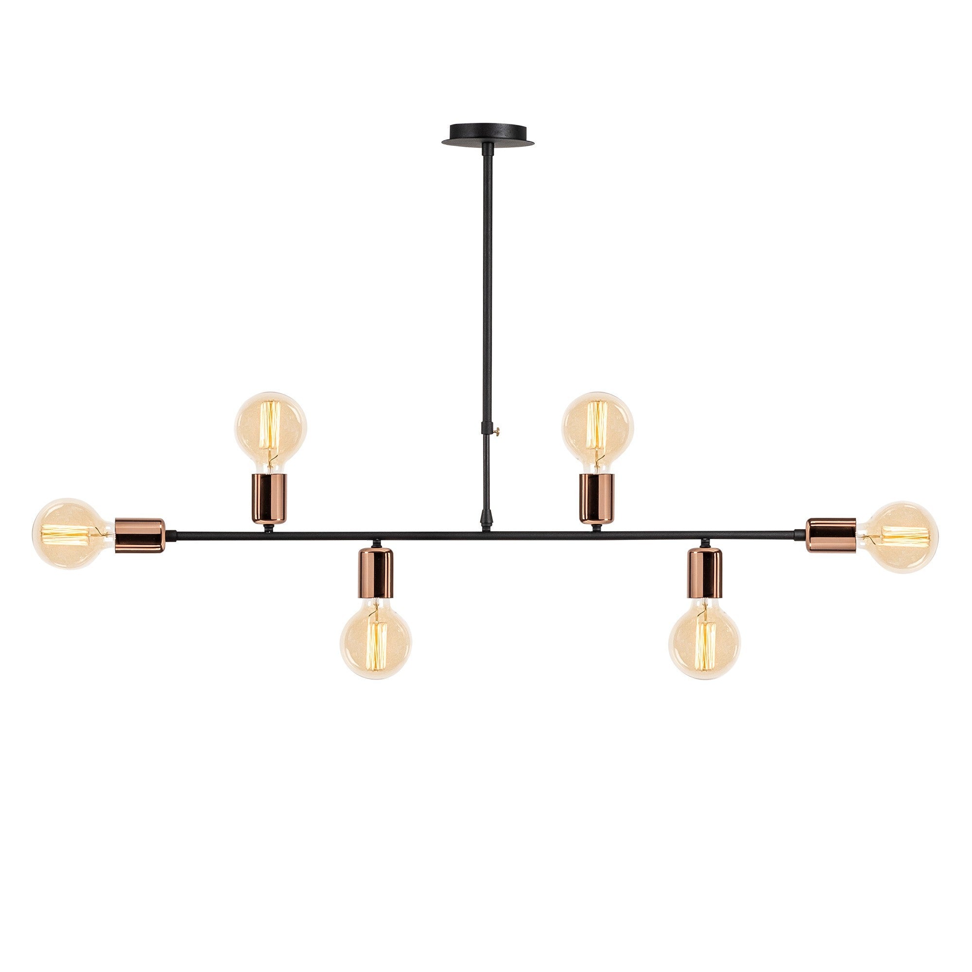 Candeeiro de Teto moderno de cobre, 94 cm de diâmetro, 61 cm de altura | Corpo de metal, 6 x E27 máx. 40 W | Iluminação elegante para casa e escritório, design inovador e estiloso