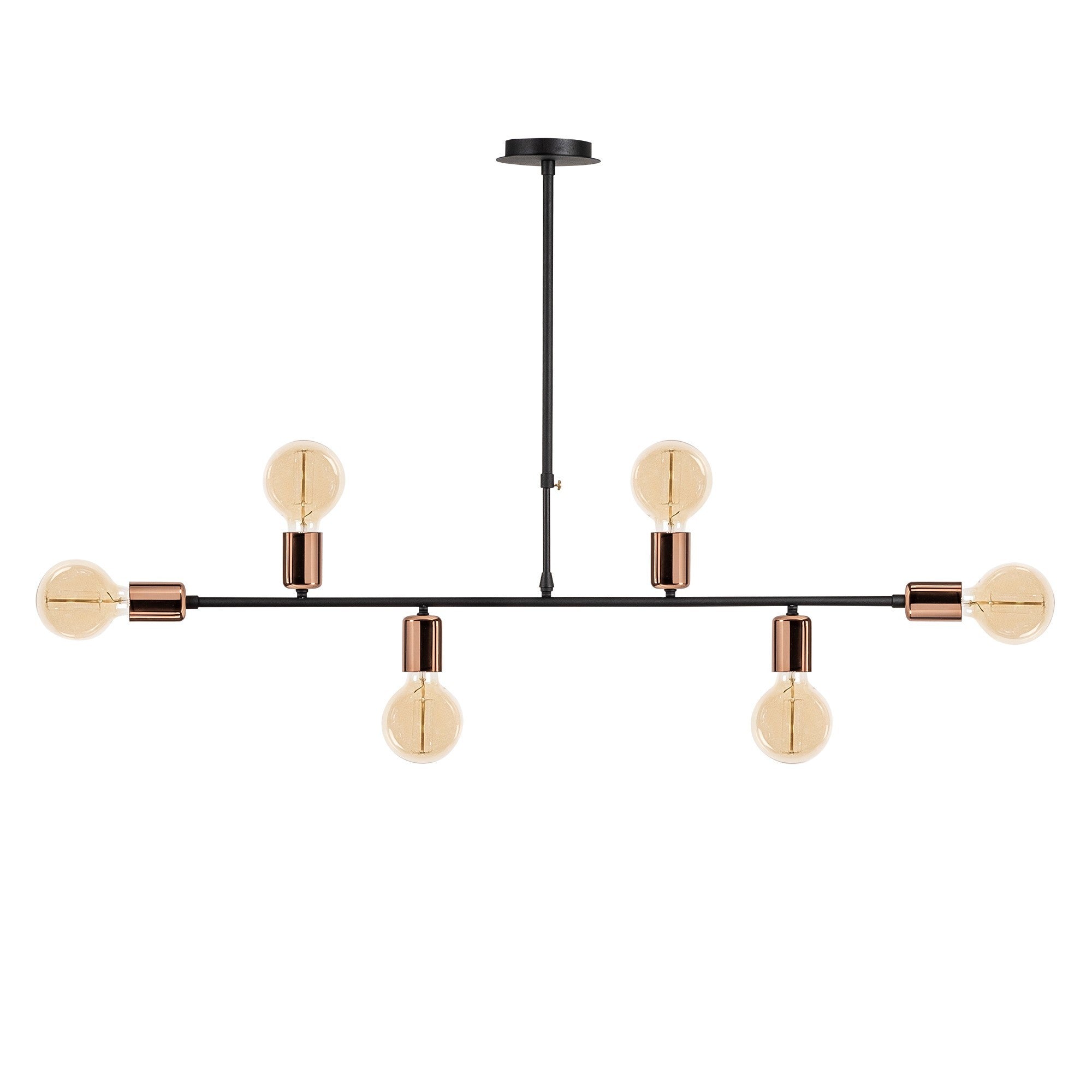 Candeeiro de Teto moderno de cobre, 94 cm de diâmetro, 61 cm de altura | Corpo de metal, 6 x E27 máx. 40 W | Iluminação elegante para casa e escritório, design inovador e estiloso