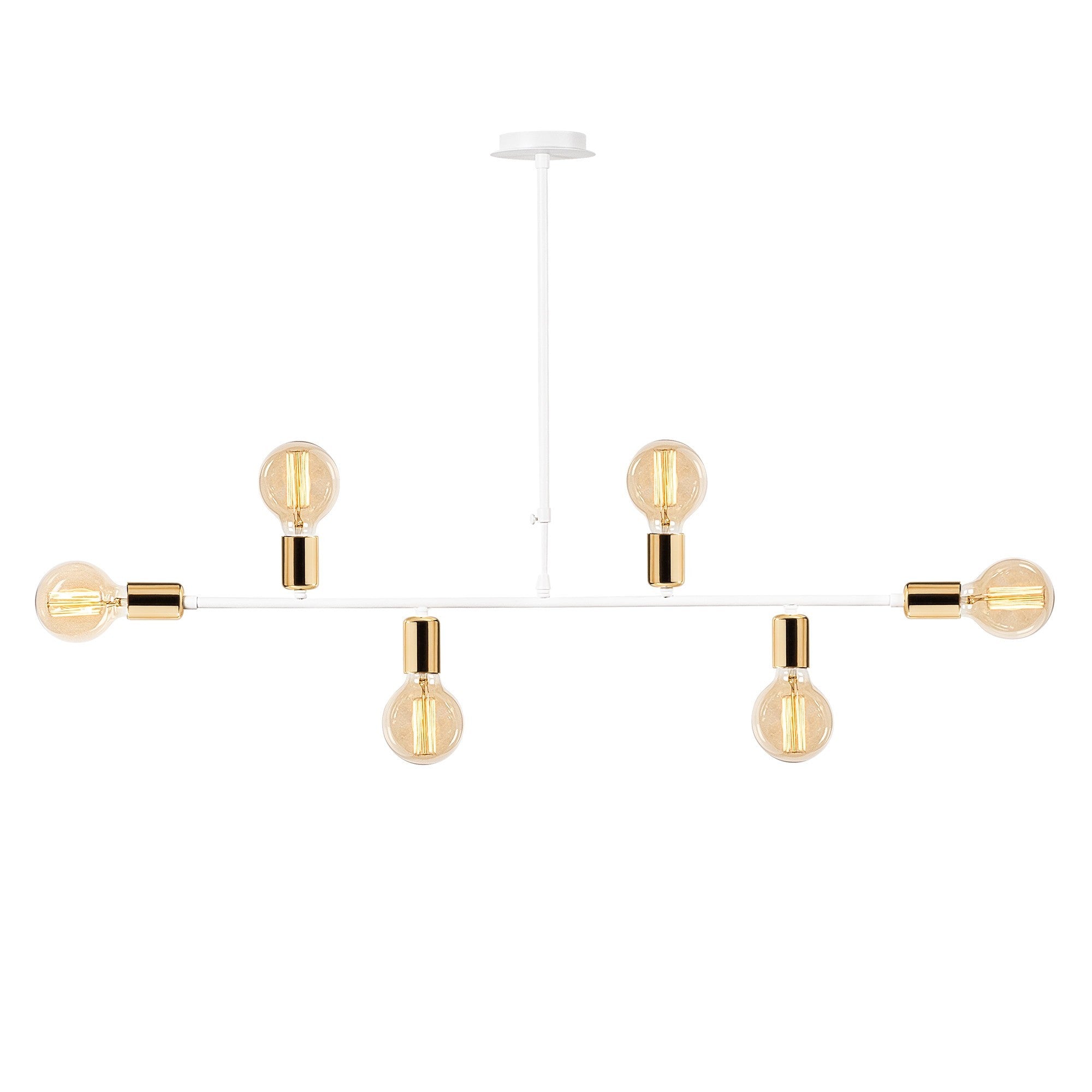 Candeeiro de Teto branco moderno, 94 cm de diâmetro, 61 cm de altura | Corpo de metal, 6 soquetes E27, design elegante para casa e escritório | Classificação IP20, iluminação elegante