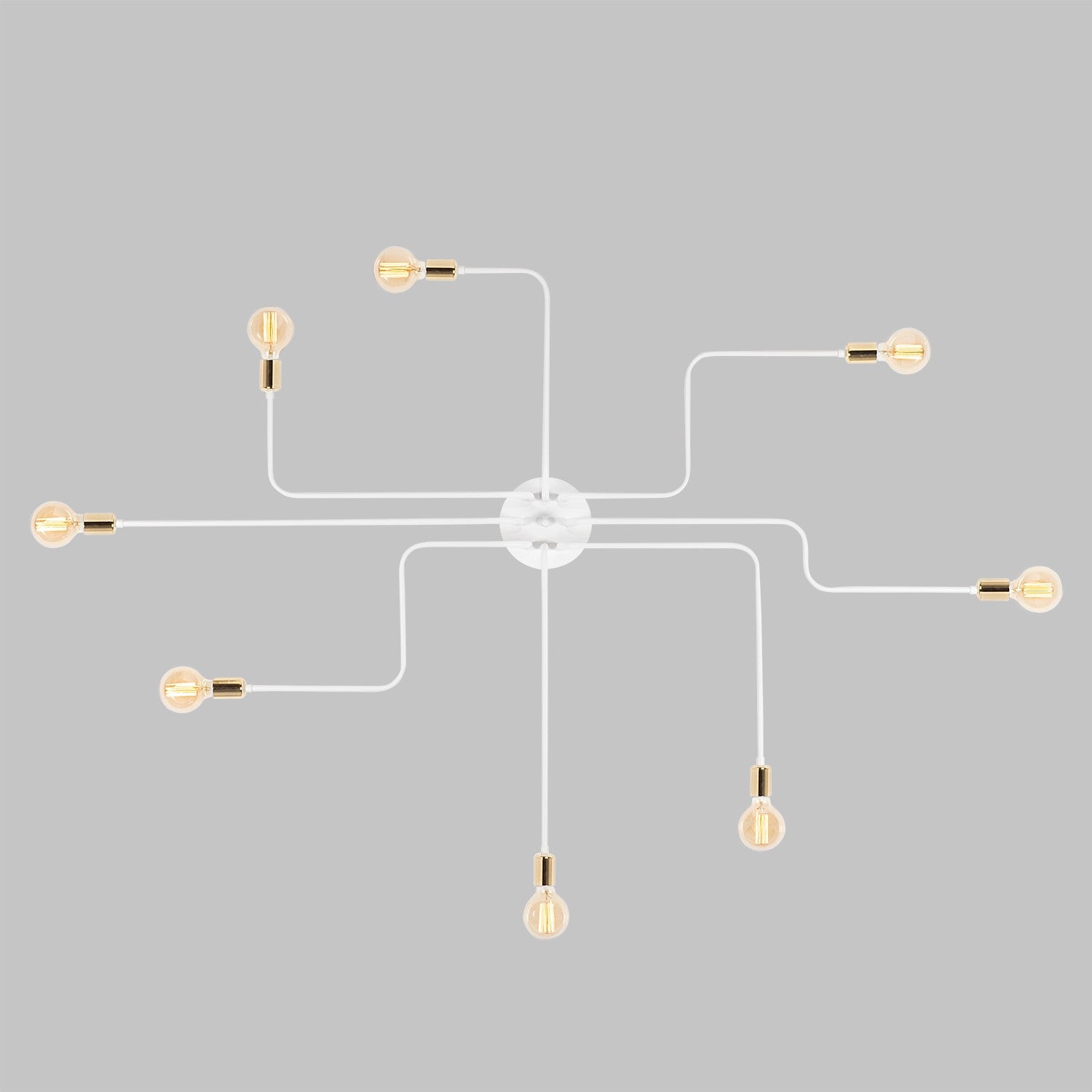Candeeiro de Teto branco moderno, 190 cm de diâmetro, 15 cm de altura | Corpo de ferro, 8 soquetes E27, design elegante para casa e escritório | Classificação IP20, iluminação elegante