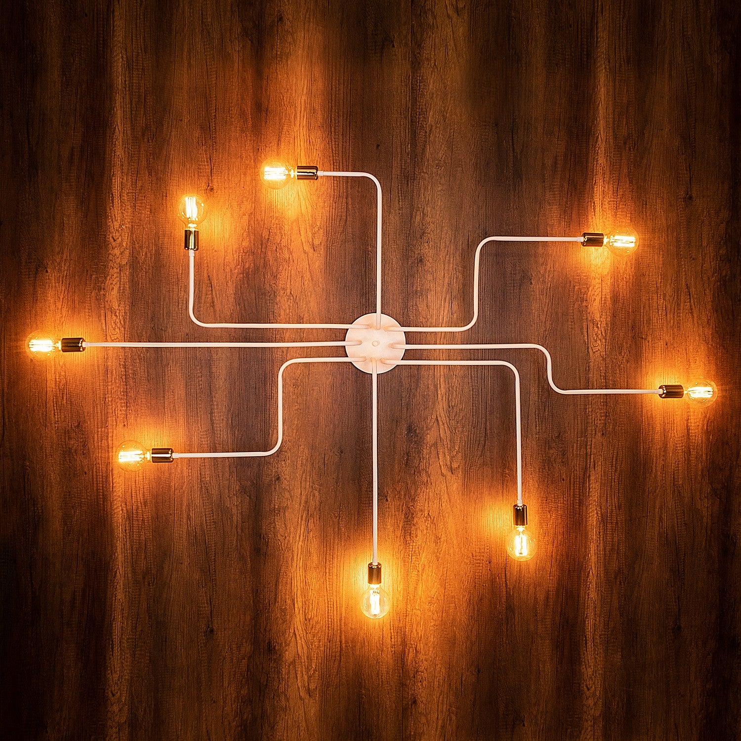 Candeeiro de Teto branco moderno, 190 cm de diâmetro, 15 cm de altura | Corpo de ferro, 8 soquetes E27, design elegante para casa e escritório | Classificação IP20, iluminação elegante