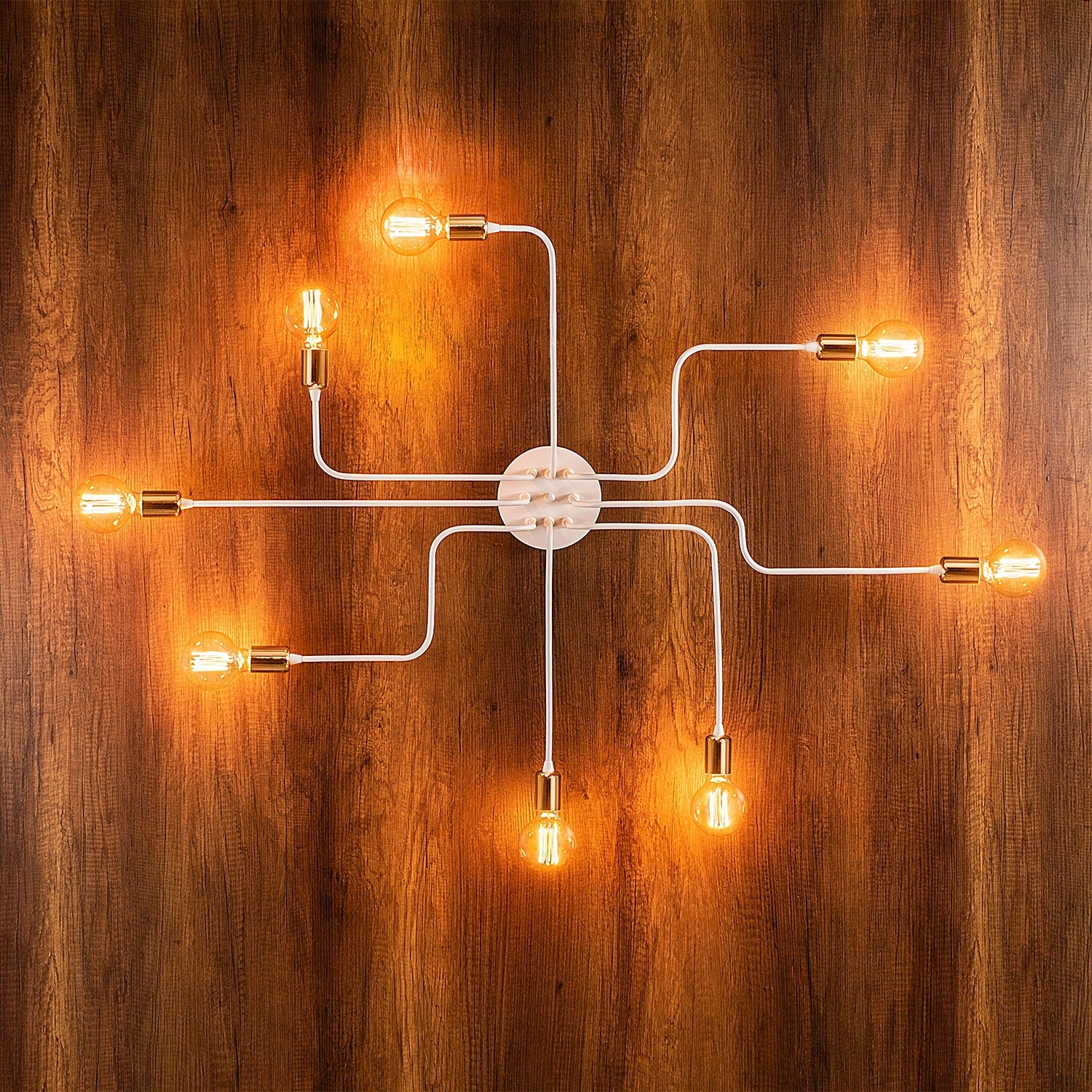 Candeeiro de Teto branco moderno, 140 cm de diâmetro, 15 cm de altura | Corpo de ferro, 8 soquetes E27, design elegante para casa e escritório | Classificação IP20, iluminação elegante