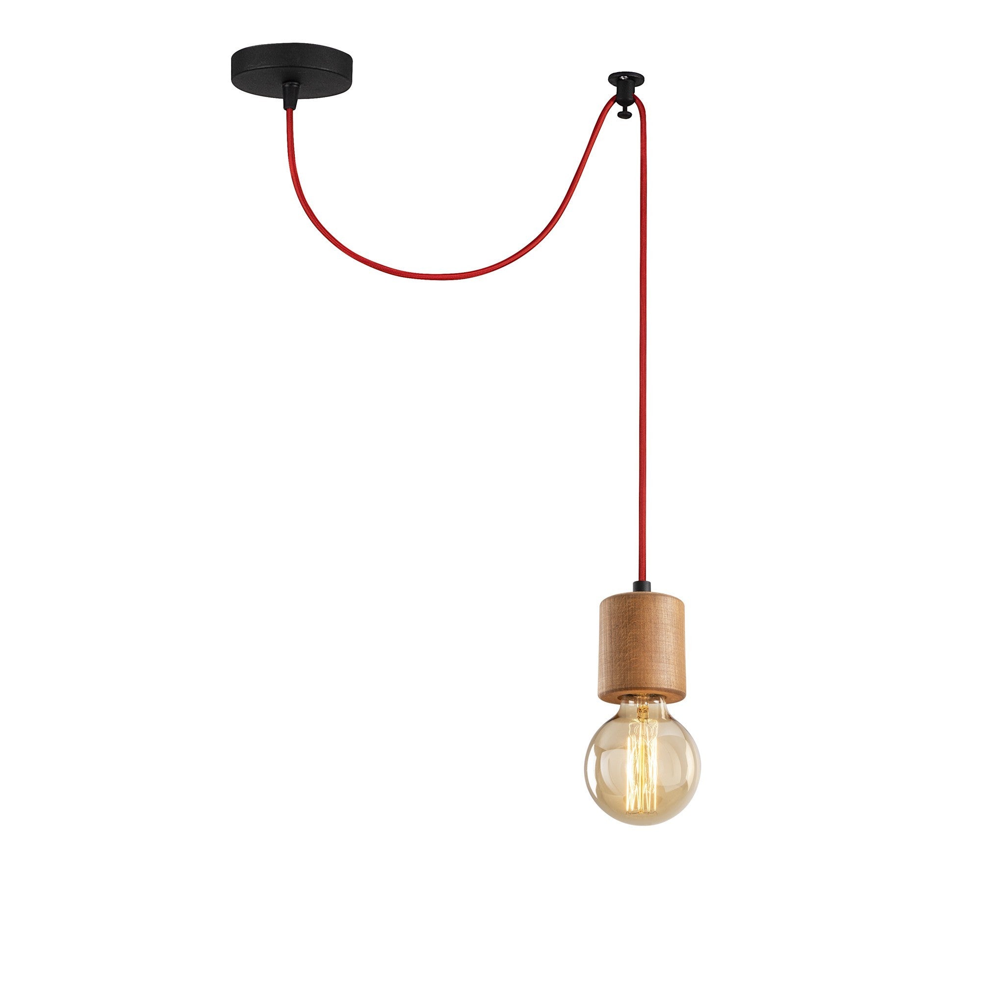 Candeeiro de Teto Vermelho Elegante, Corpo de Ferro, 49 cm de Diâmetro, Altura Ajustável, Soquete E27, IP20 | Perfeito para Decoração e Iluminação Glamourosa