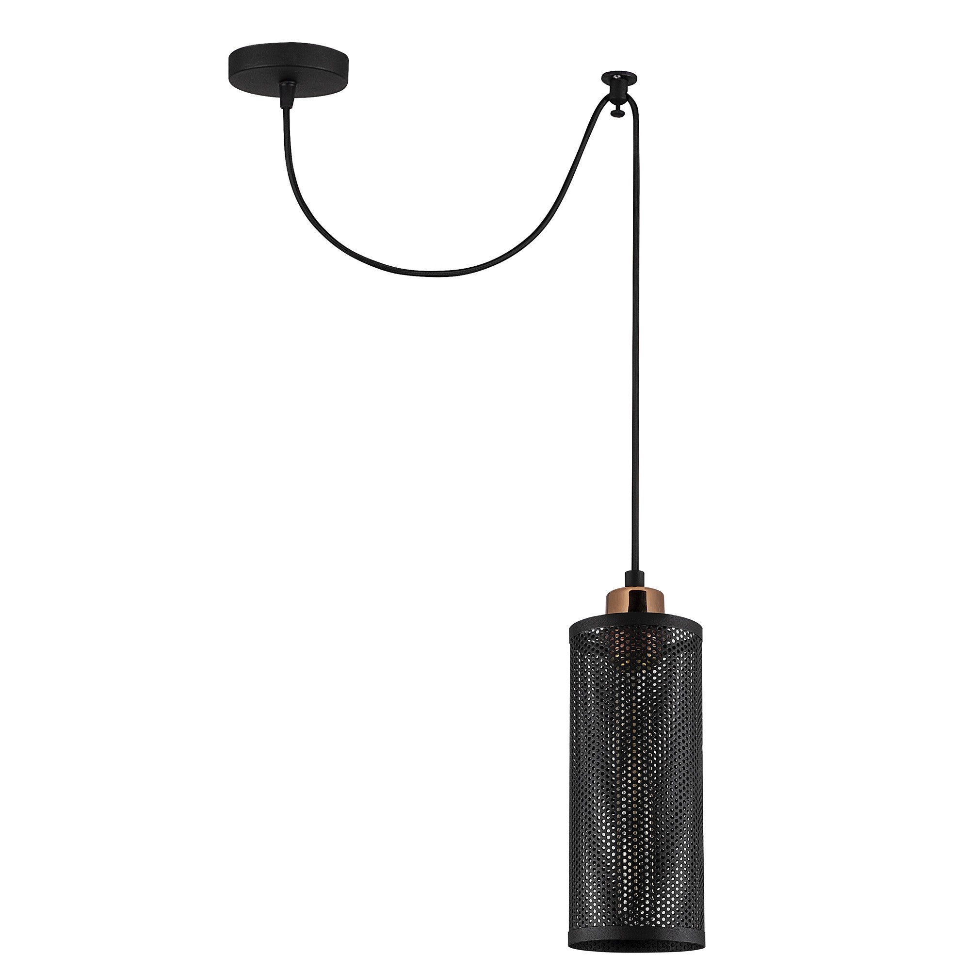 Candeeiro de Teto Elegante Preto e Bronze, 50 cm de Diâmetro, Altura Ajustável, Soquete E27, Design Industrial Moderno | Perfeito para Decoração de Casa e Escritório