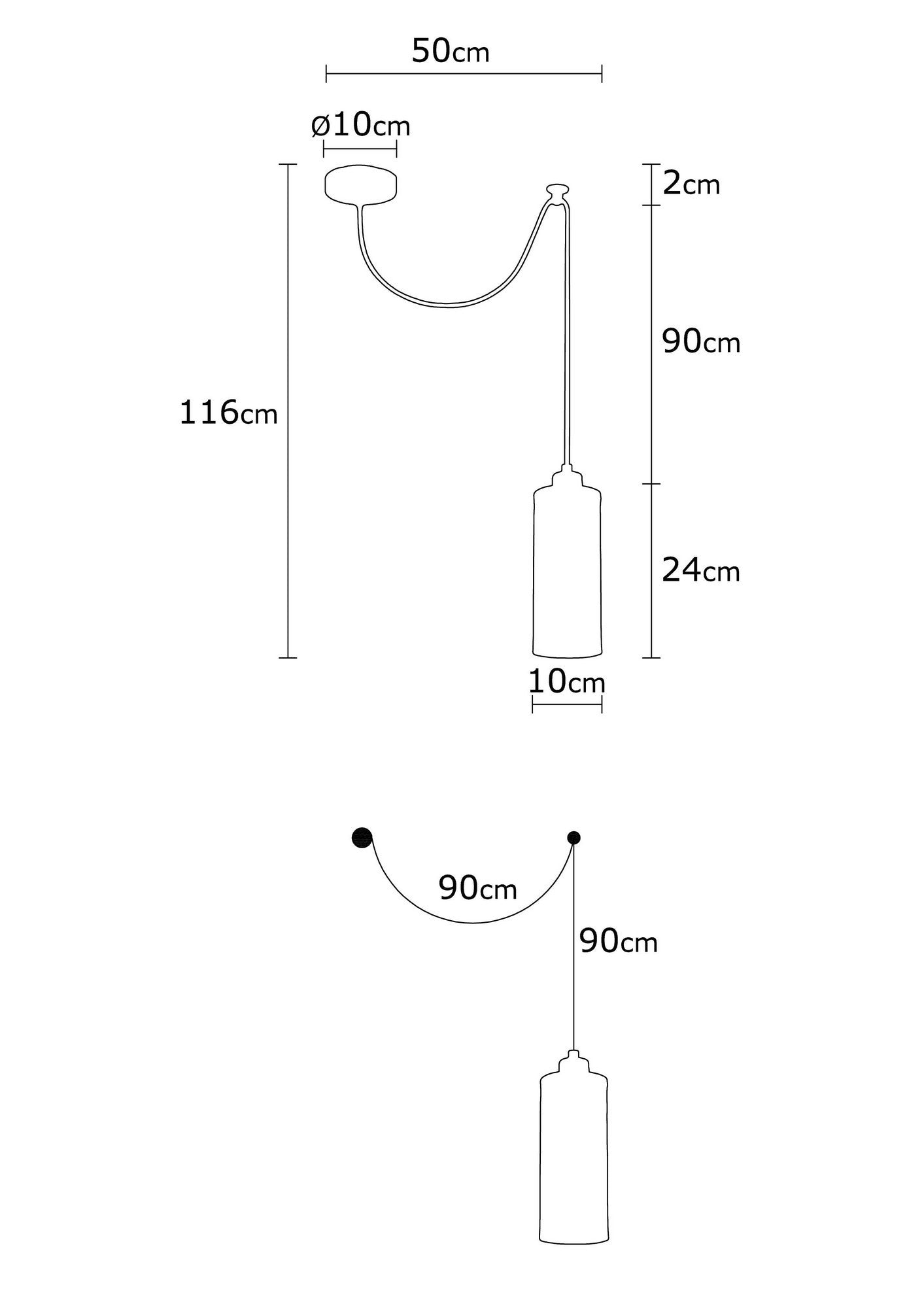 Candeeiro de Teto Elegante Preto e Bronze, 50 cm de Diâmetro, Altura Ajustável, Soquete E27, Design Industrial Moderno | Perfeito para Decoração de Casa e Escritório