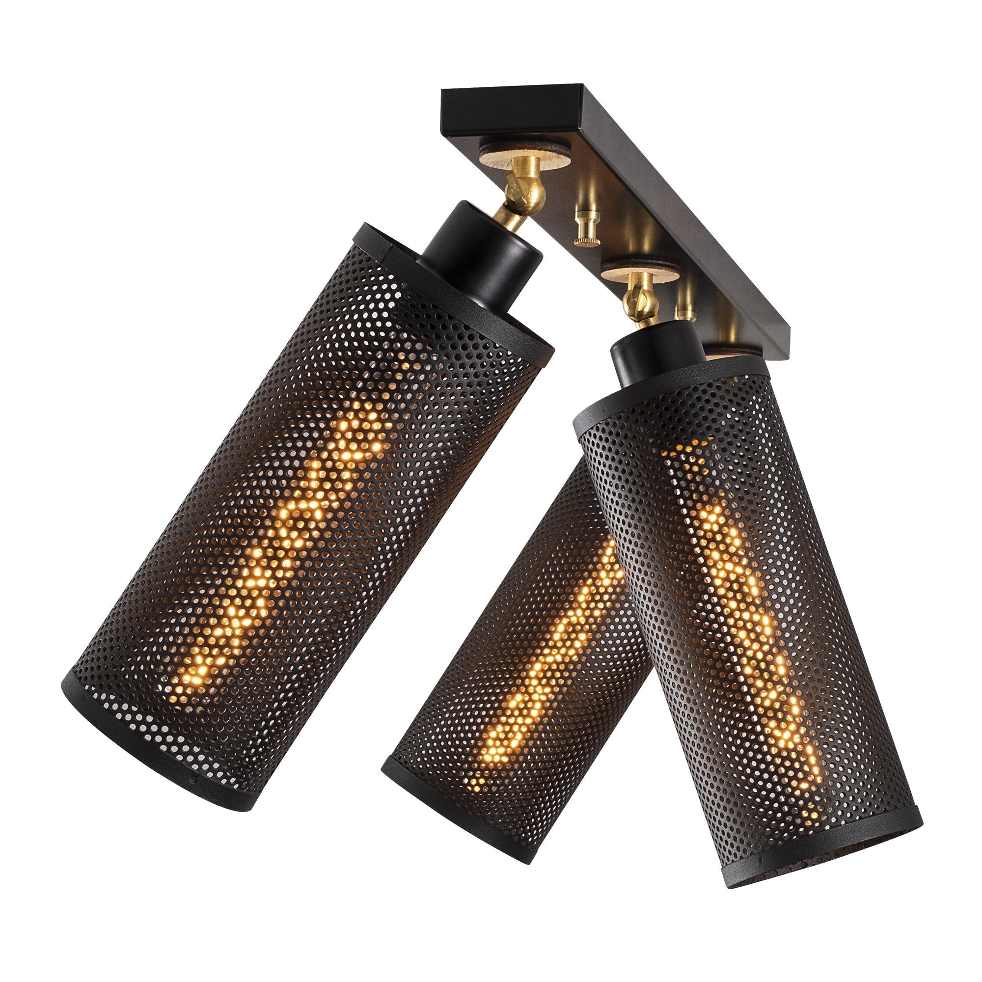 Candeeiro de Teto Industrial Moderno, Preto e Dourado, 66 x 10 cm, Altura: 33 cm | Corpo de Metal, 3 Soquetes E27, Design Elegante para Casa e Escritório