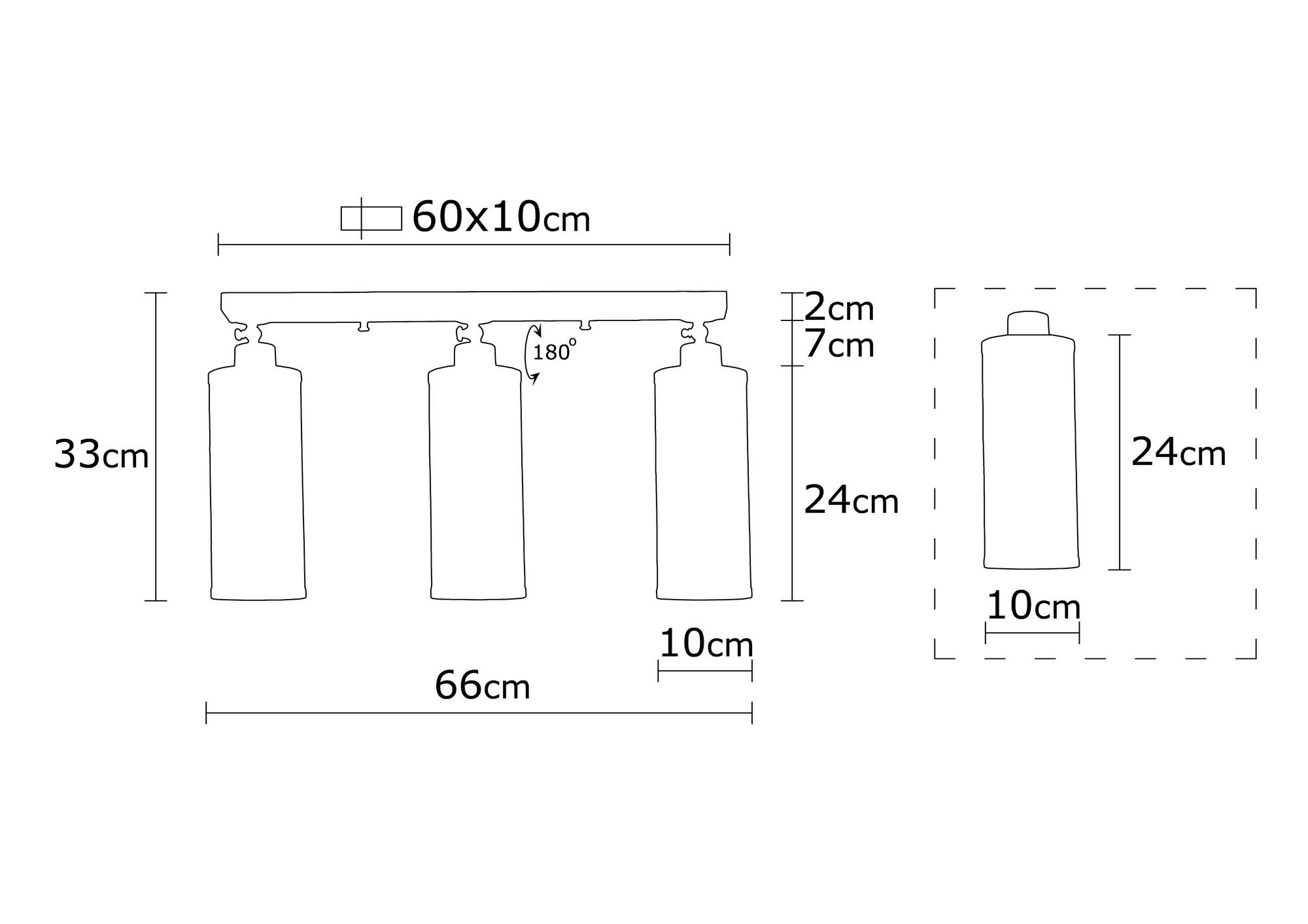 Candeeiro de Teto Industrial Moderno, Preto e Dourado, 66 x 10 cm, Altura: 33 cm | Corpo de Metal, 3 Soquetes E27, Design Elegante para Casa e Escritório
