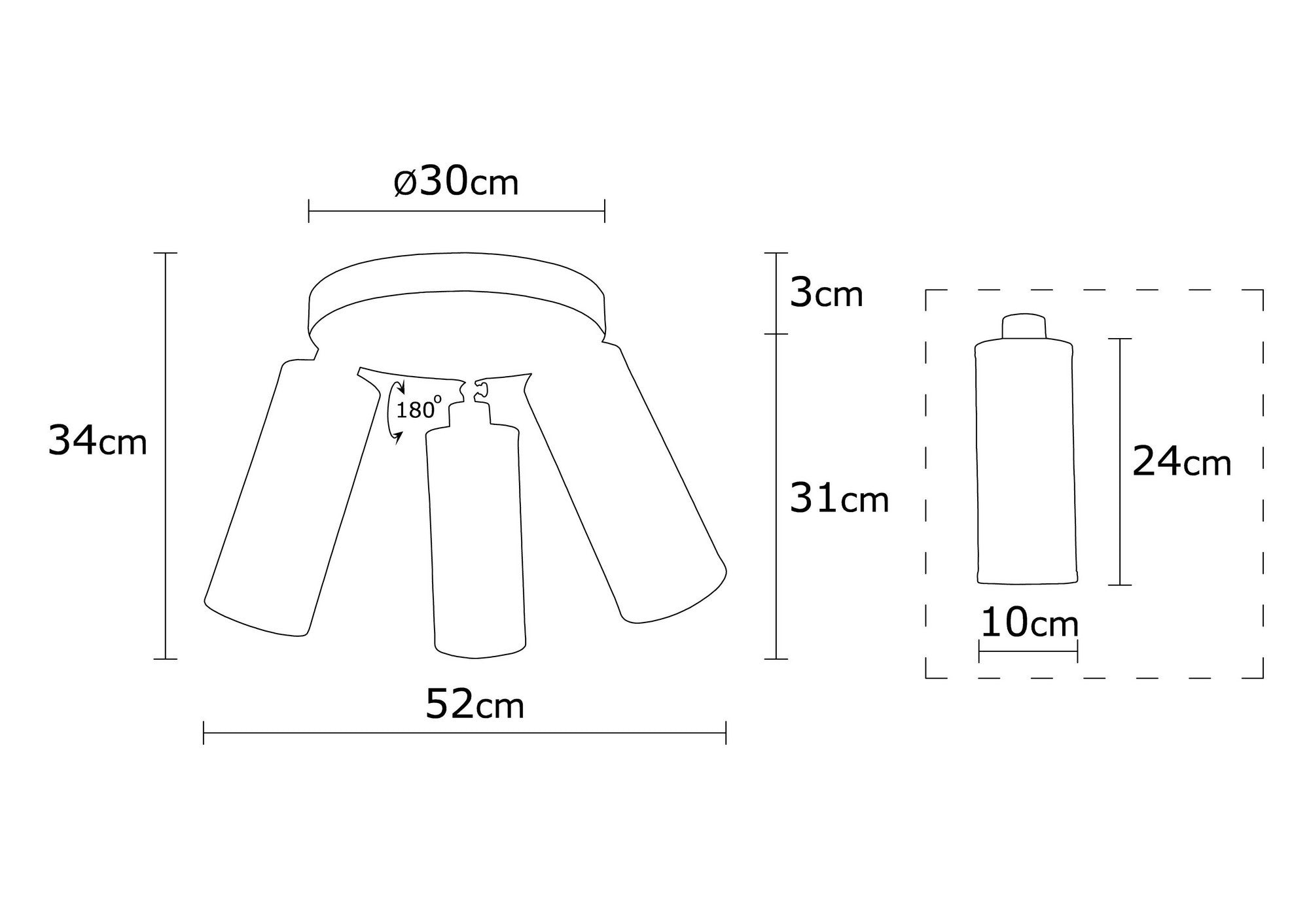 Candeeiro de Teto Industrial Moderno, Preto e Dourado, 52 cm de Diâmetro, 34 cm de Altura | Corpo em Metal, 3 Soquetes E27, Iluminação Elegante para Casa e Escritório
