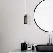 Candeeiro de Teto Industrial Moderno, Preto e Bronze, 10 cm de Diâmetro, 112 cm de Altura | Soquete E27, 40 W Máx., Cabo de 90 cm | Iluminação Elegante para Casa e Escritório