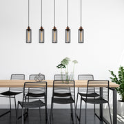 Candeeiro de Teto Industrial Preto, 80 cm de Diâmetro, 112 cm de Altura | Corpo em Metal, 5 Soquetes E27, IP20 | Iluminação Elegante para Espaços Modernos, Design Elegante