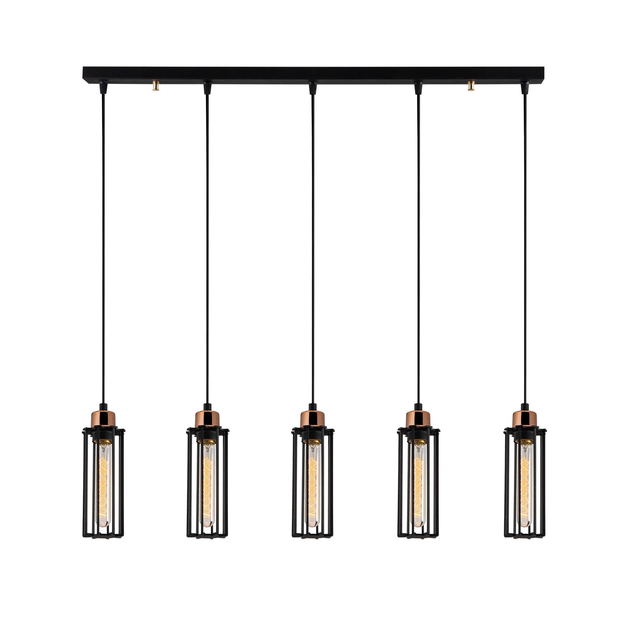 Candeeiro de Teto Industrial Preto, 80 cm de Diâmetro, 112 cm de Altura | Corpo em Metal, 5 Soquetes E27, IP20 | Iluminação Elegante para Espaços Modernos, Design Elegante