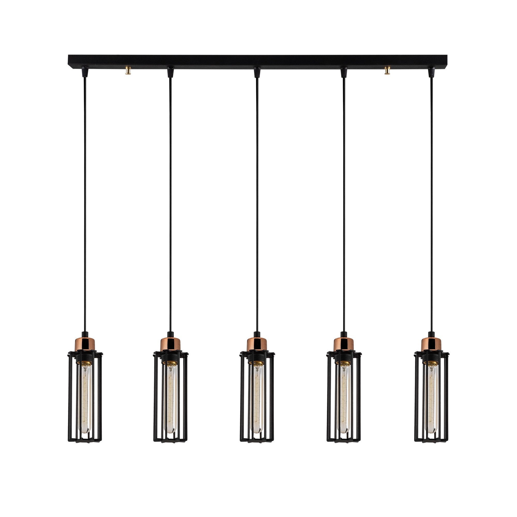 Candeeiro de Teto Industrial Preto, 80 cm de Diâmetro, 112 cm de Altura | Corpo em Metal, 5 Soquetes E27, IP20 | Iluminação Elegante para Espaços Modernos, Design Elegante