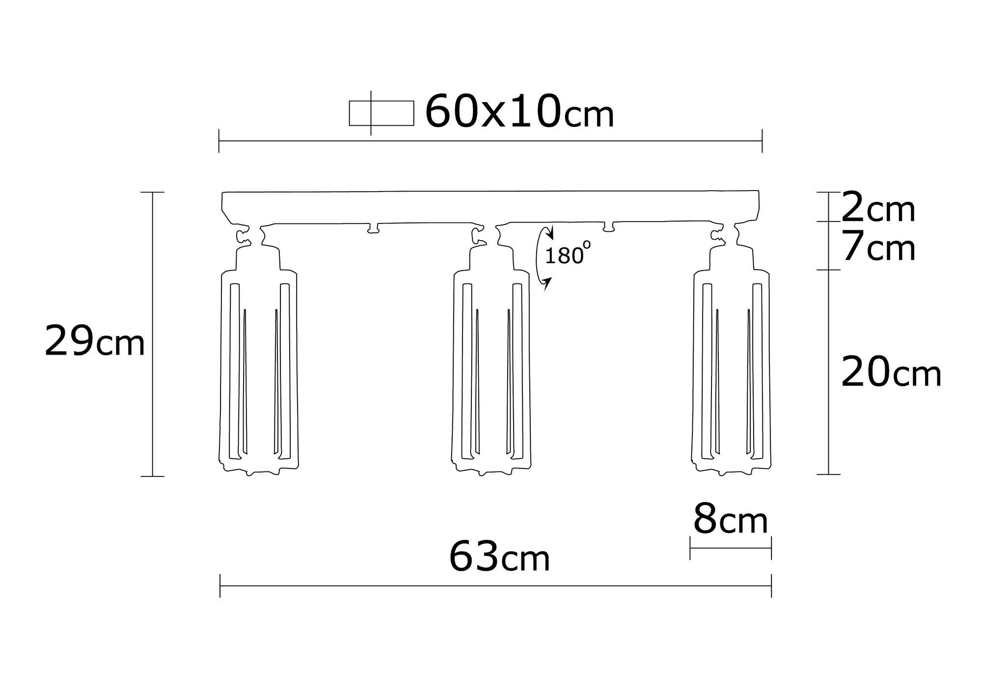 Candeeiro de Teto Industrial Preto, 63 cm de Diâmetro, Corpo em Metal, 3 x E27 máx. 40 W | Design Elegante para Espaços Modernos, Classificação IP20, Perfeito para Casa e Escritório