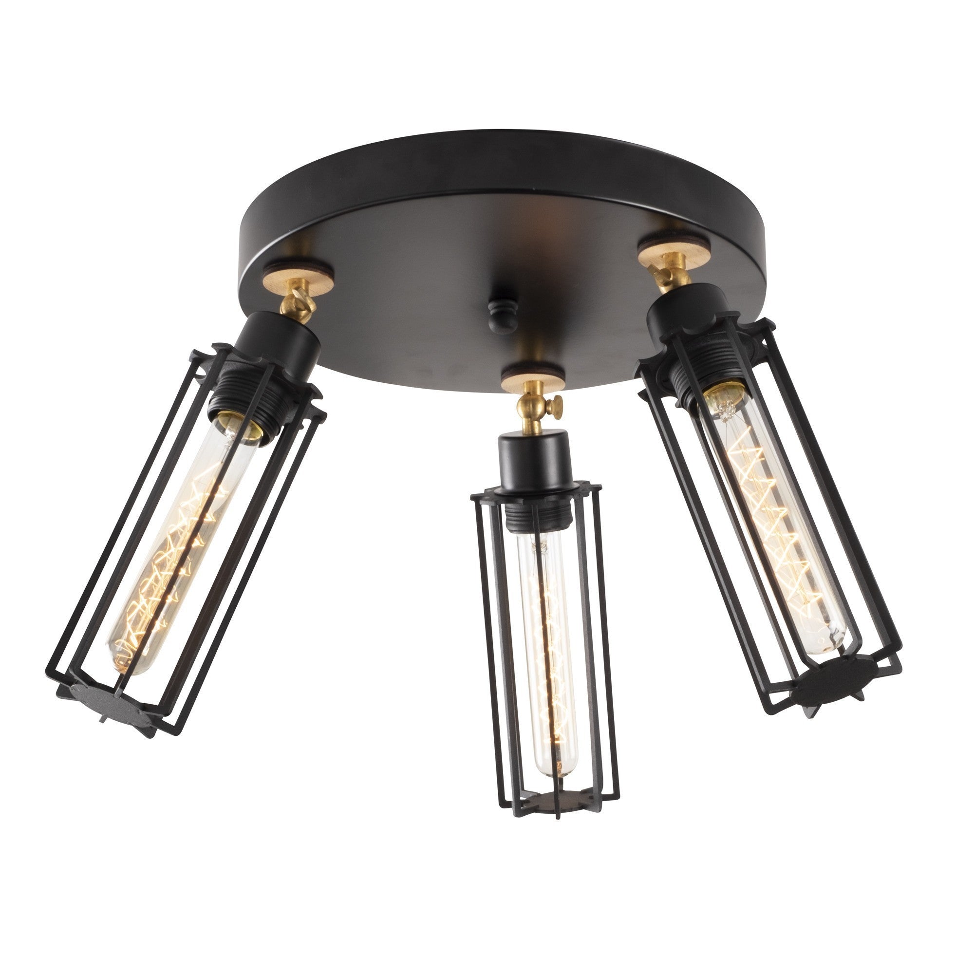 Candeeiro de Teto Industrial Preto, Corpo em Metal, 50 cm de Diâmetro, 30 cm de Altura | 3 x E27 Máx. 40 W | Iluminação Elegante para Espaços Modernos, Classificação IP20