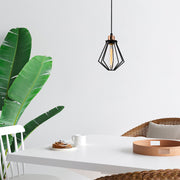 Candeeiro de Teto Industrial Moderno, Preto e Bronze, 18 cm de Diâmetro, 114 cm de Altura | Soquete E27, 40 W Máx., Cabo de 90 cm | Iluminação Elegante para Casa e Escritório