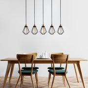 Candeeiro de Teto Industrial Moderno, Preto e Bronze, 88 x 18 cm | Corpo em Metal, 5 x E27 máx. 40 W | Altura: 112 cm, Design Elegante para Casa e Escritório