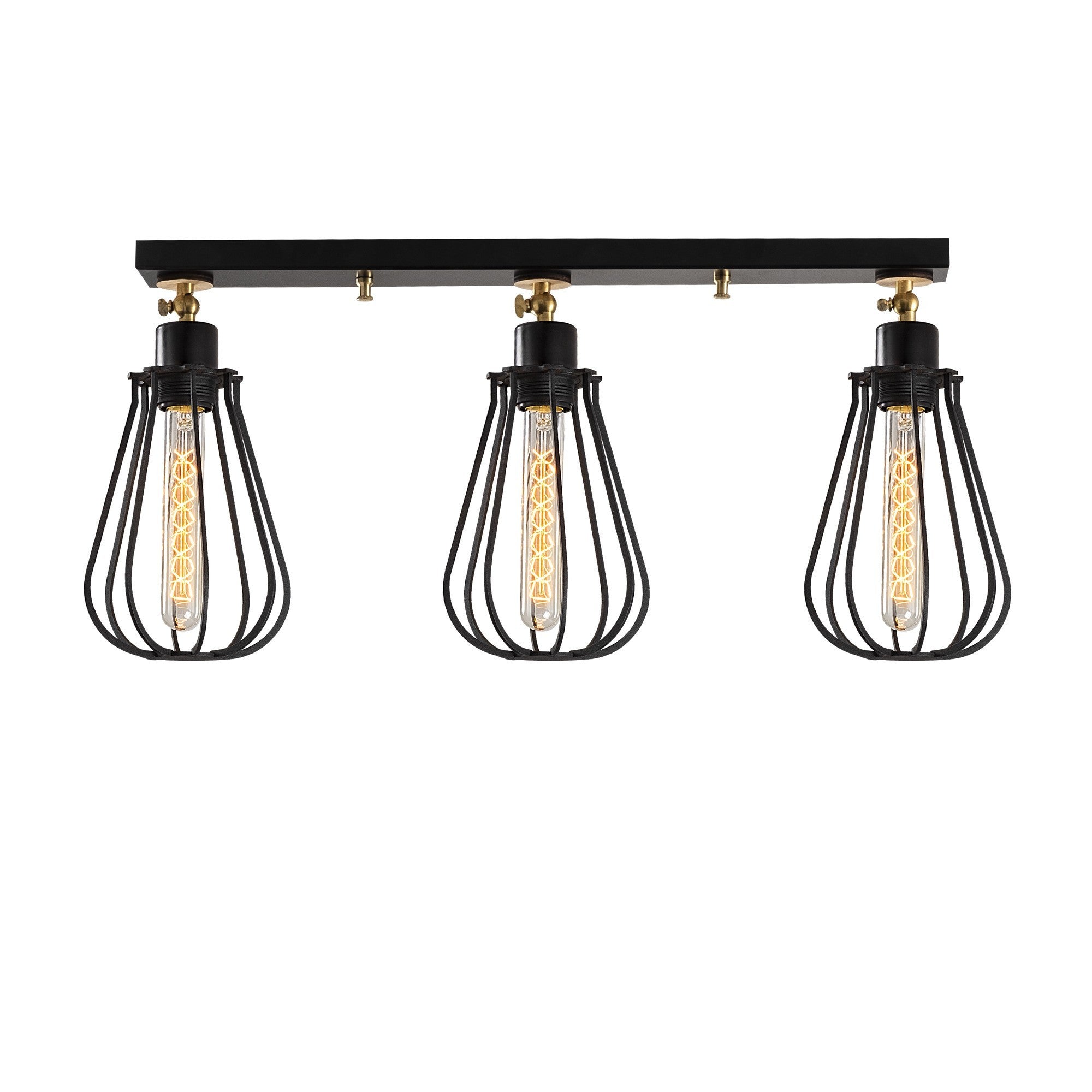 Candeeiro de Teto Industrial Preto, Corpo em Metal, 66 cm de Diâmetro, 29 cm de Altura | 3 x E27 Máx. 40 W | Design Elegante para Espaços Modernos, Classificação IP20, Cabo de 90 cm
