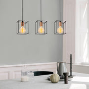 Candeeiro de Teto Industrial Preto, Corpo em Metal, 65 cm de Diâmetro, 109 cm de Altura | 3 x E27 Máx. 40 W | Iluminação Elegante para Espaços Modernos, Classificação IP20