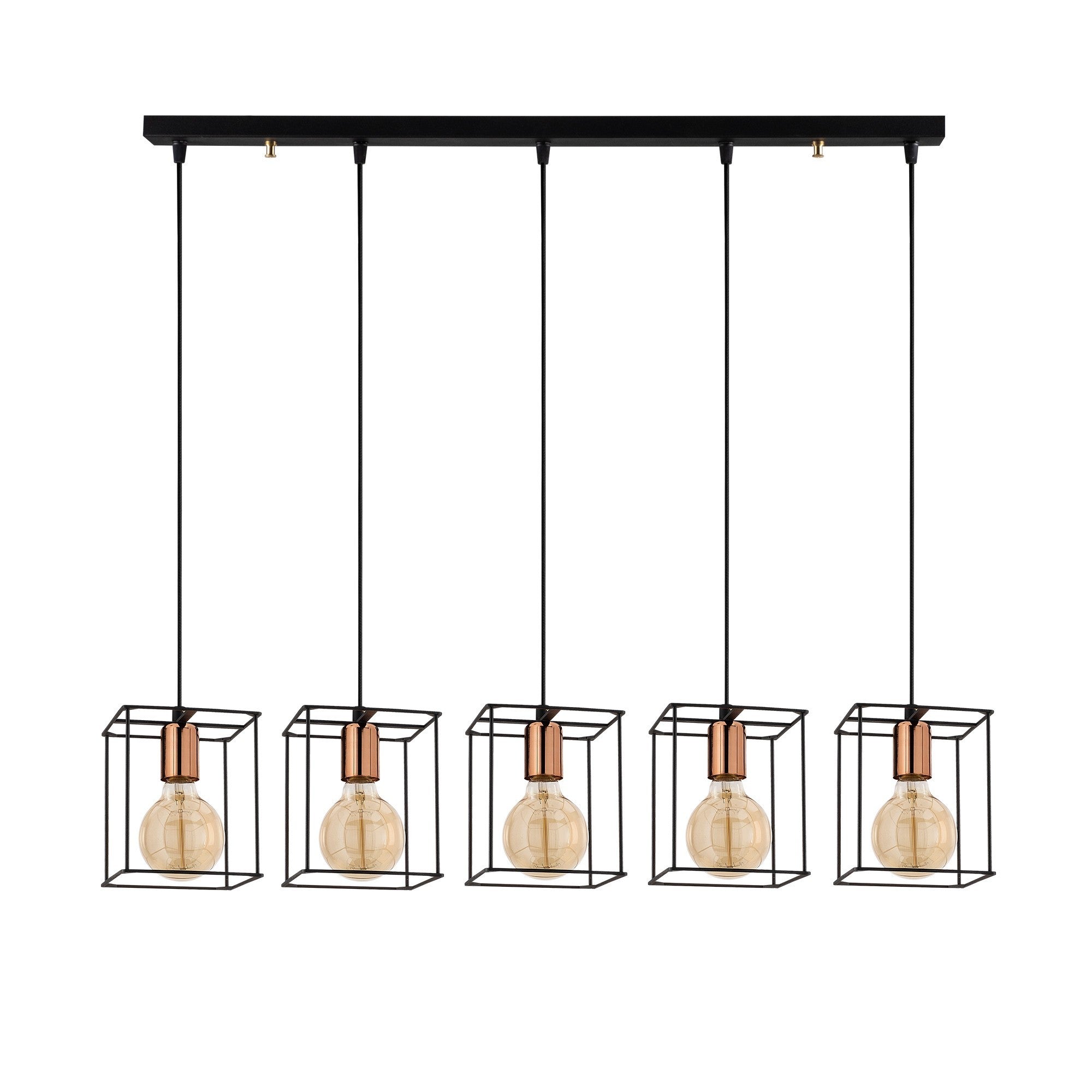 Candeeiro de Teto Industrial Preto, Corpo em Metal, 85 cm de Diâmetro, 109 cm de Altura | 5 Soquetes E27, 40 W Máx. | Iluminação Elegante para Espaços Modernos, Classificação IP20