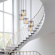 Candeeiro de Teto Industrial Preto, Corpo em Metal, 45 cm de Diâmetro, 110 cm de Altura | 5 x E27 Máx. 40 W | Design Elegante para Espaços Modernos, Classificação IP20, Cabo de 180 cm