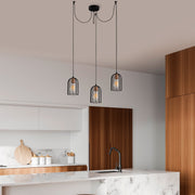 Candeeiro de Teto Industrial Moderno, Preto e Bronze, 104 x 14 cm, Altura 111 cm | 3 x E27 Máx. 40 W, IP20 | Iluminação Elegante para Casa e Escritório