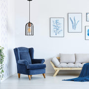 Candeeiro de Teto Industrial Moderno, Preto e Bronze, 14 cm de Diâmetro, 113 cm de Altura | Soquete E27, 40 W Máx., Cabo de 90 cm | Iluminação Elegante para Casa e Escritório