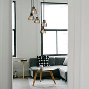 Candeeiro de Teto Industrial Preto, 47 cm de Diâmetro, 109 cm de Altura | Corpo em Ferro, 5 x E27 máx. 40 W | Iluminação Elegante para Espaços Modernos, Classificação IP20