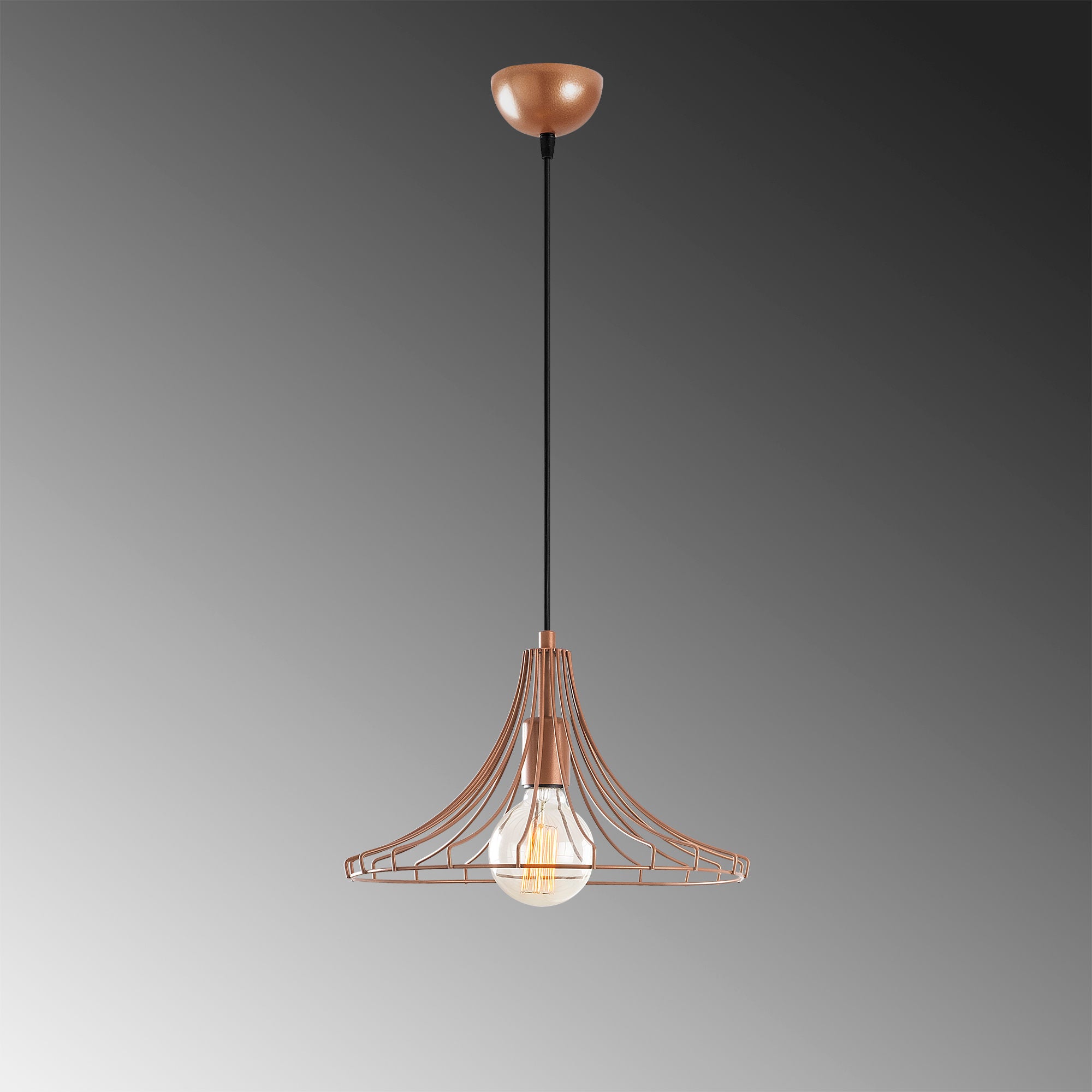 Candeeiro de Teto Elegante de Cobre, 37 cm de Diâmetro, 126 cm de Altura | Corpo em Metal, Soquete E27, 40 W Máx. | Design Industrial Glamour Moderno para Casa e Escritório