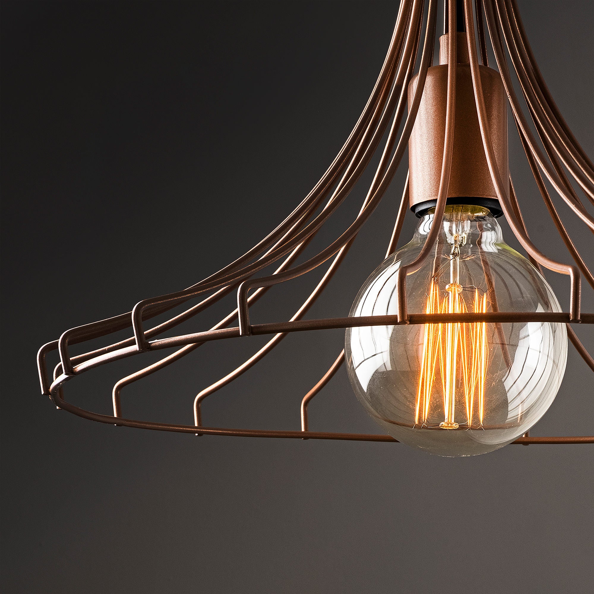 Candeeiro de Teto Elegante de Cobre, 37 cm de Diâmetro, 126 cm de Altura | Corpo em Metal, Soquete E27, 40 W Máx. | Design Industrial Glamour Moderno para Casa e Escritório