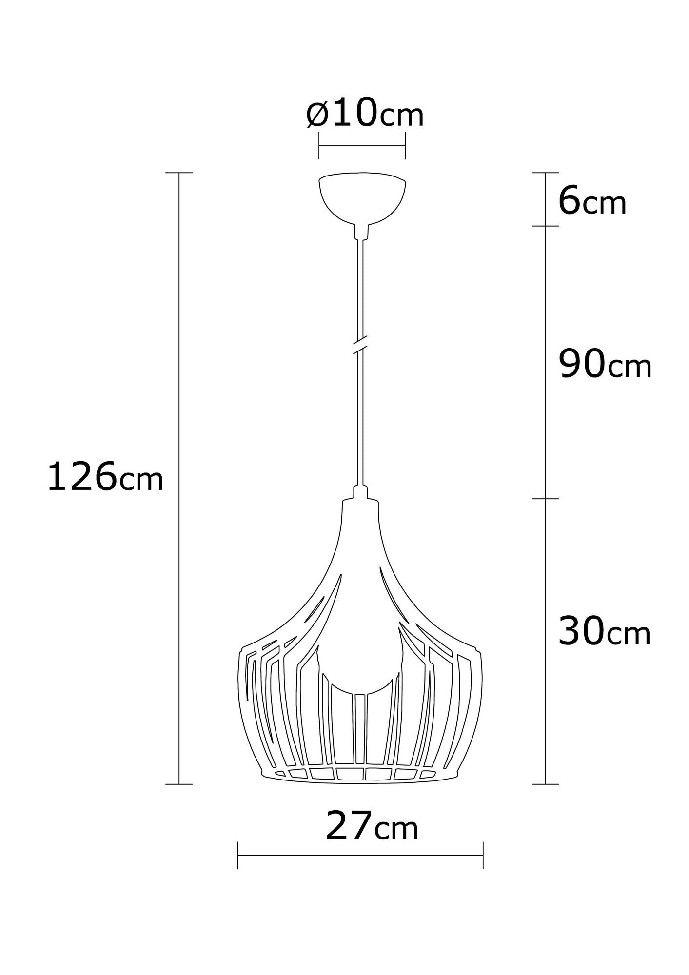 Candeeiro de Teto moderno de cobre, 27 cm de diâmetro, 126 cm de altura | Corpo de metal, soquete E27, cabo de 90 cm | Design industrial e escandinavo elegante para casa