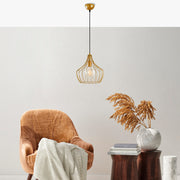 Candeeiro de Teto Dourado Elegante, 27 cm de Diâmetro, 126 cm de Altura | Corpo em Metal, Soquete E27, Design Moderno e Glamouroso | Perfeito para Salas de Estar e Salas de Jantar