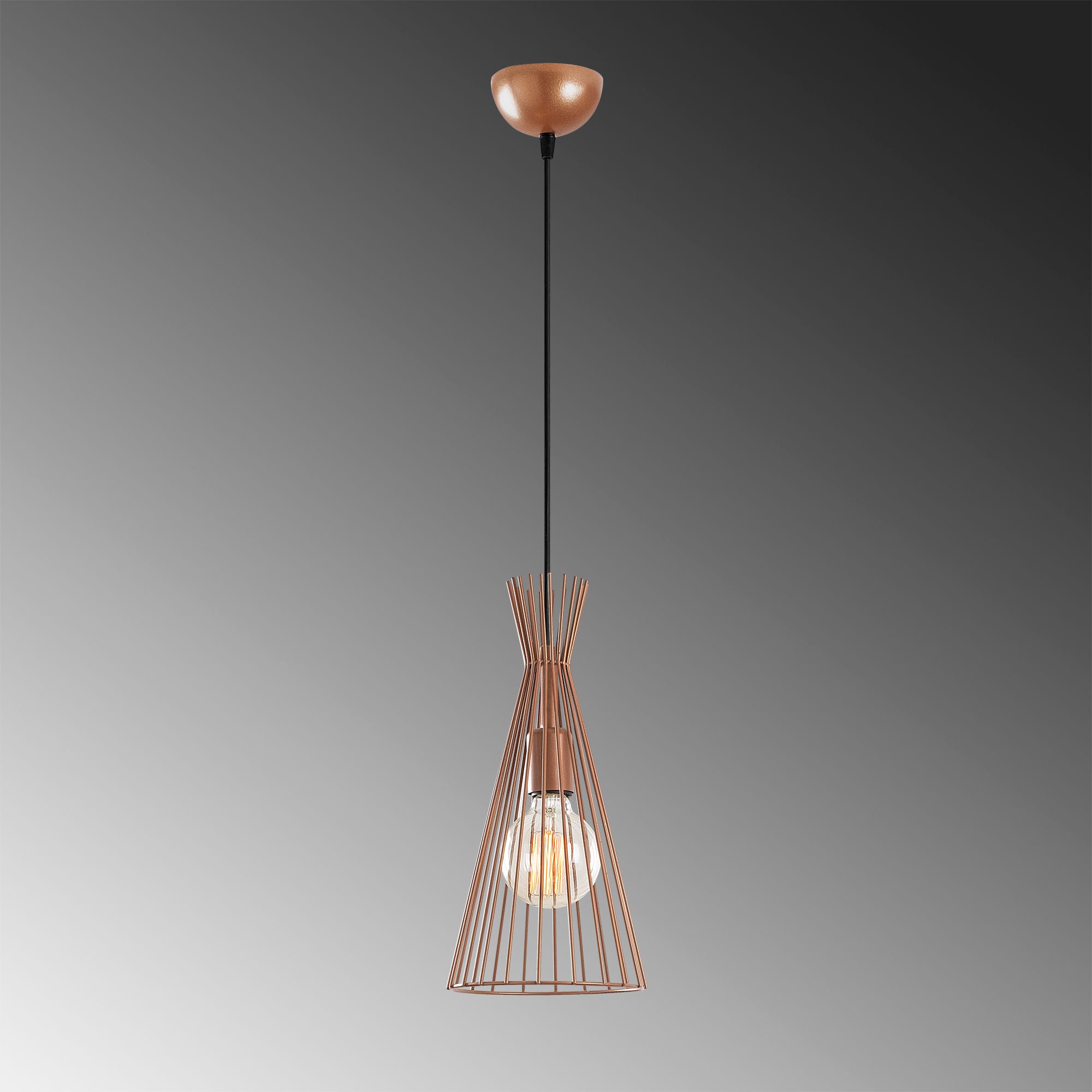 Candeeiro de Teto moderno de cobre, 20 cm de diâmetro, 136 cm de altura | Corpo de ferro, soquete E27, 40 W máx. | Design industrial e escandinavo elegante para decoração de casa